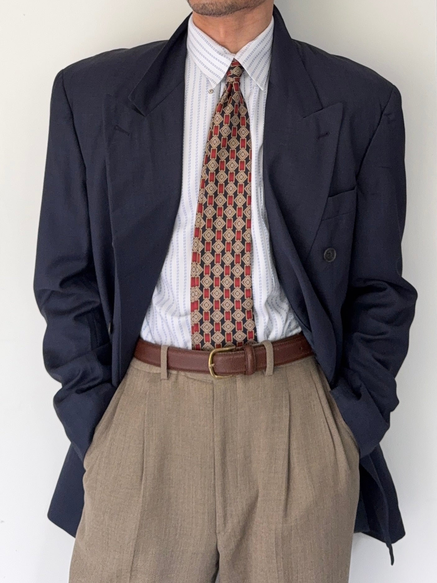 Hugo Boss 1980s 'Al Capone' Double Breasted Peaked Lapel Sports Jacket Blazer - Size L