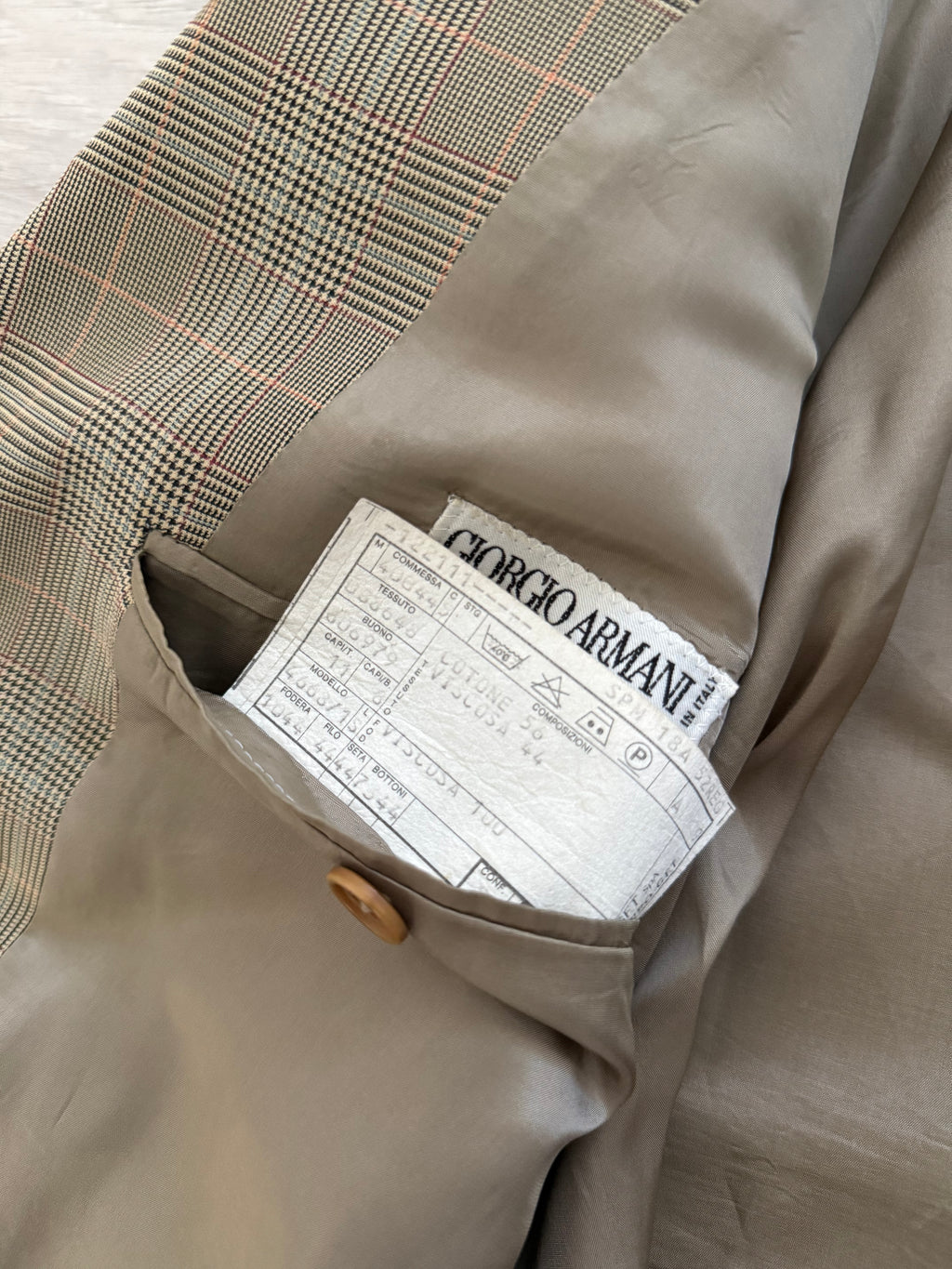Giorgio Armani 1980s 3B Check Wool Sports Jacket Blazer - Size XL