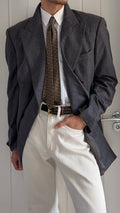 Hugo Boss 1980s Super 120s Peaked Lapel Double Breasted Wool Sport Jacket Blazer - Size XL