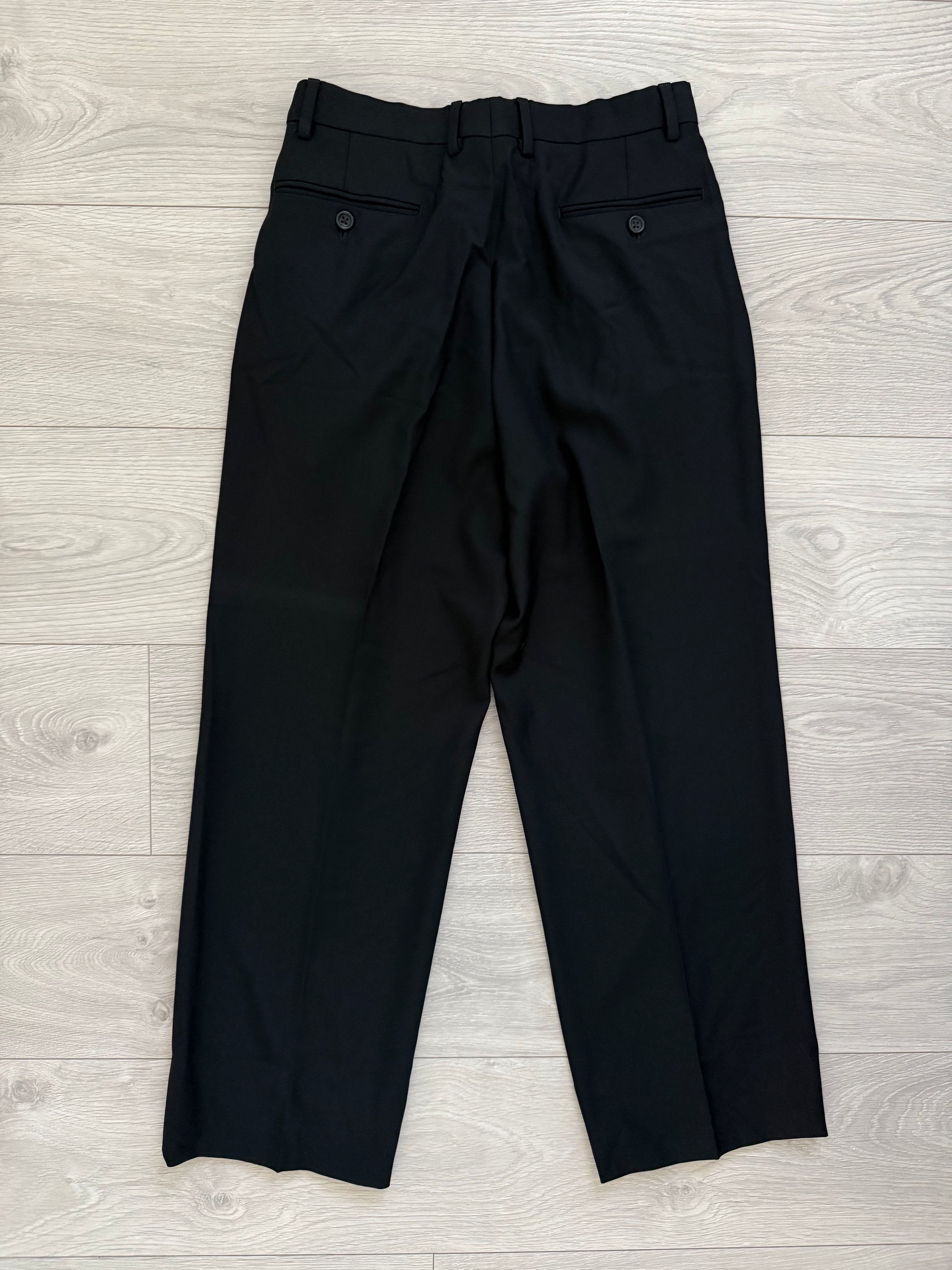 Armani 1990s 3B Wool Pleated Black Suit - Size S Jacket / 28" Waist