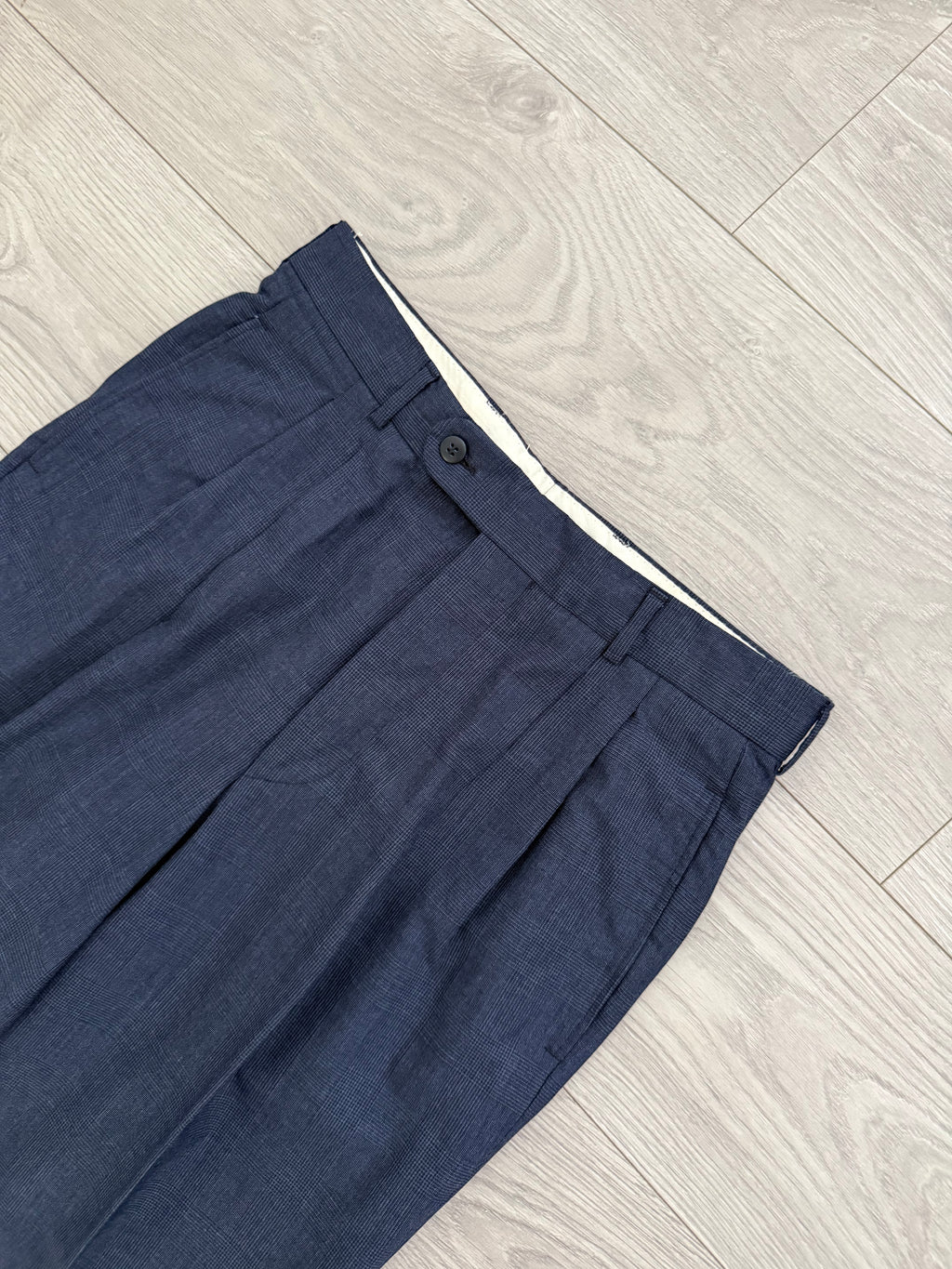 Hugo Boss 1980s 'Al Capone' Double Breasted Pleated Blue Wool Suit - Size M Jacket / 30" Waist