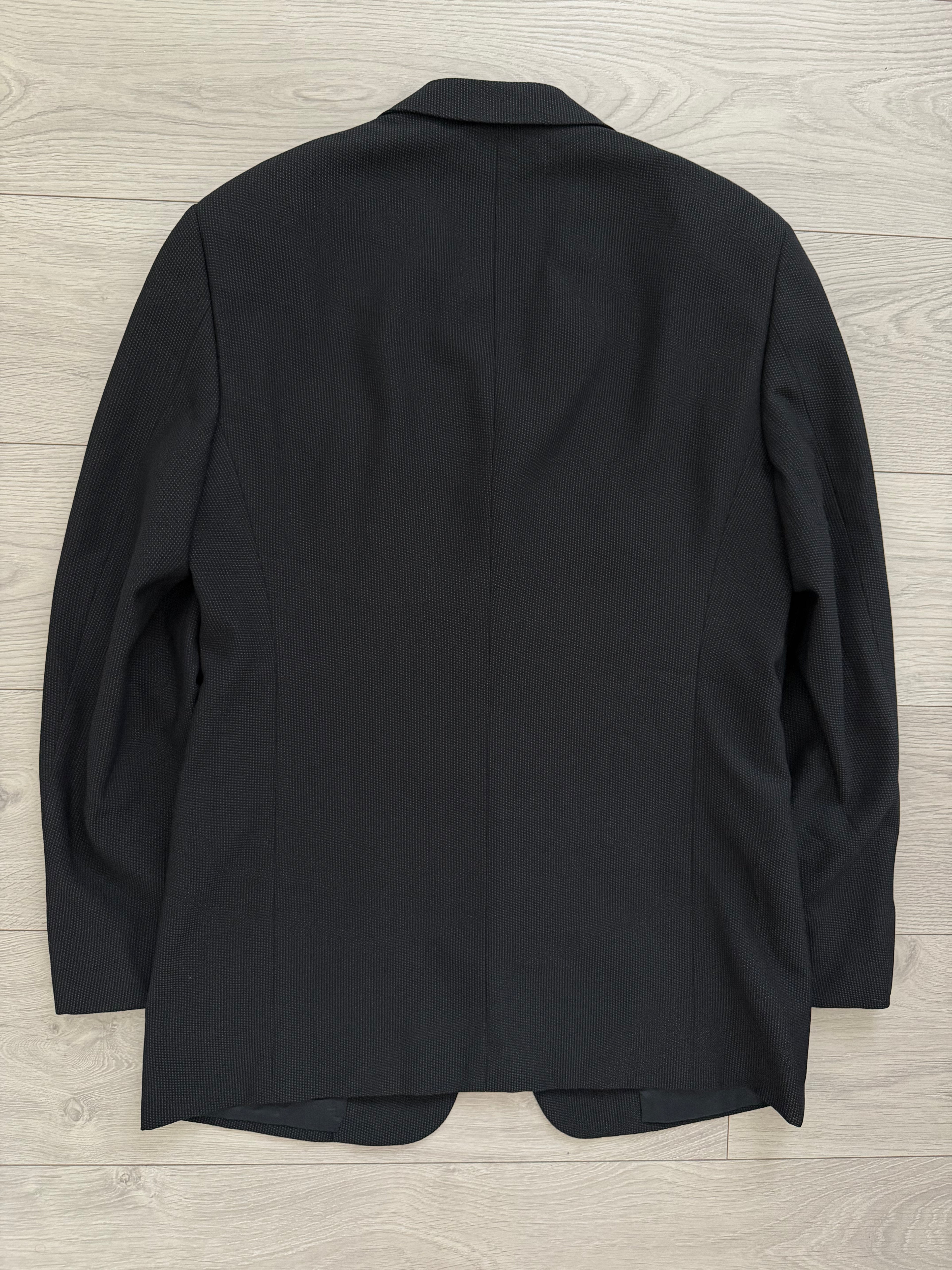 Armani 1990s 2B Pleated Textured Wool Black Suit - Size M Jacket / 32" Waist
