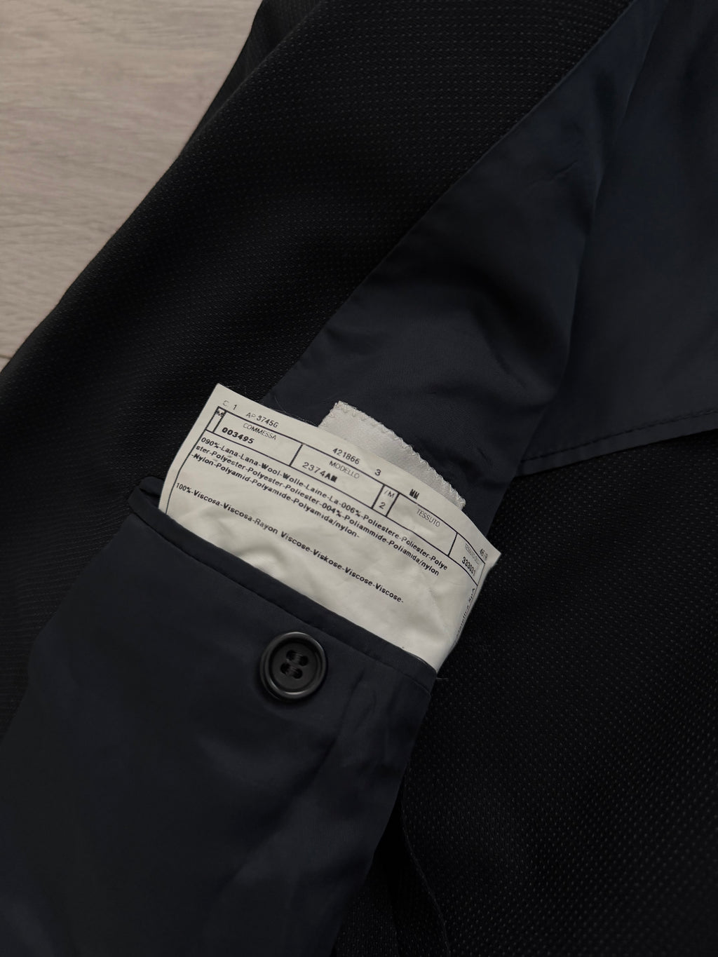 Armani 1990s Peaked Lapel Double Breasted Pleated Textured Wool Suit Black - Size S Jacket / 30" Waist