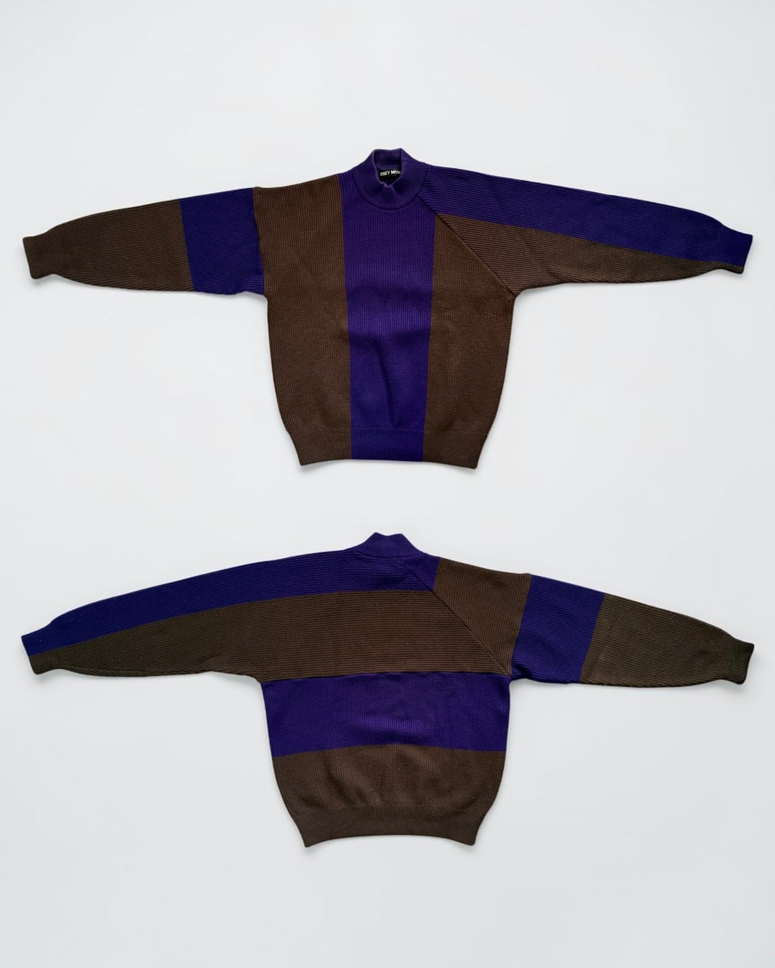 Issey Miyake 1990s Asymmetrical Panelled Mock Neck Knit Sweater - Size M