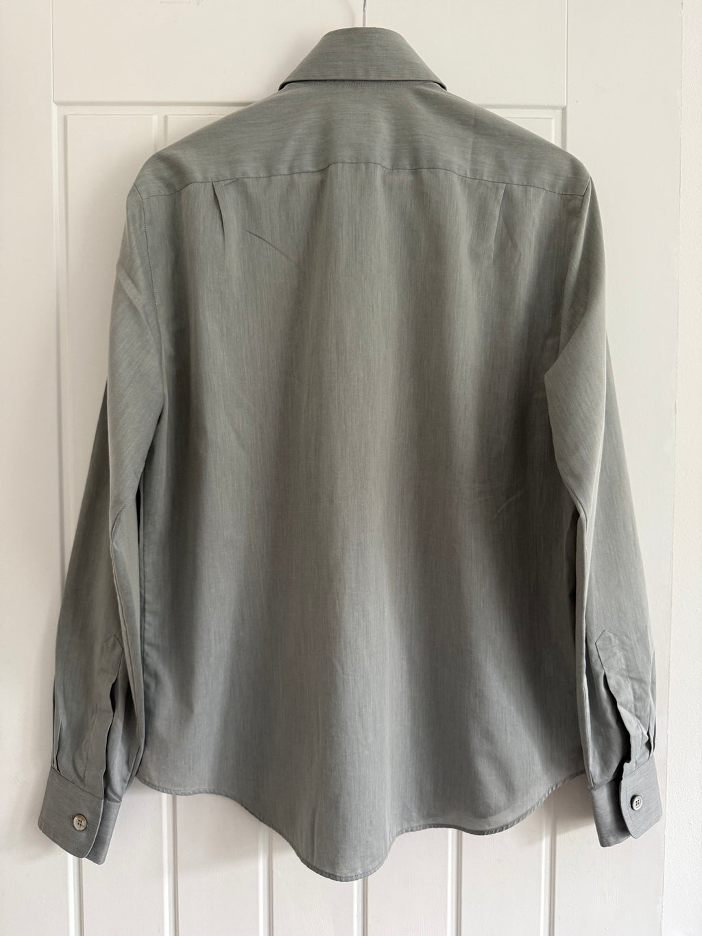 Armani 1990s Green Grey Cotton Shirt - Size M