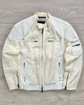 Emporio Armani 2001 Leather Panelled Cafe Racer Moto Jacket - Size M