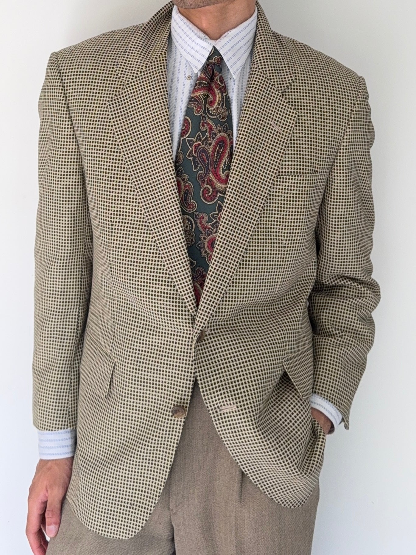 Dior 1980s 2B Unlined Textured Wool Sports Blazer Jacket - Size S
