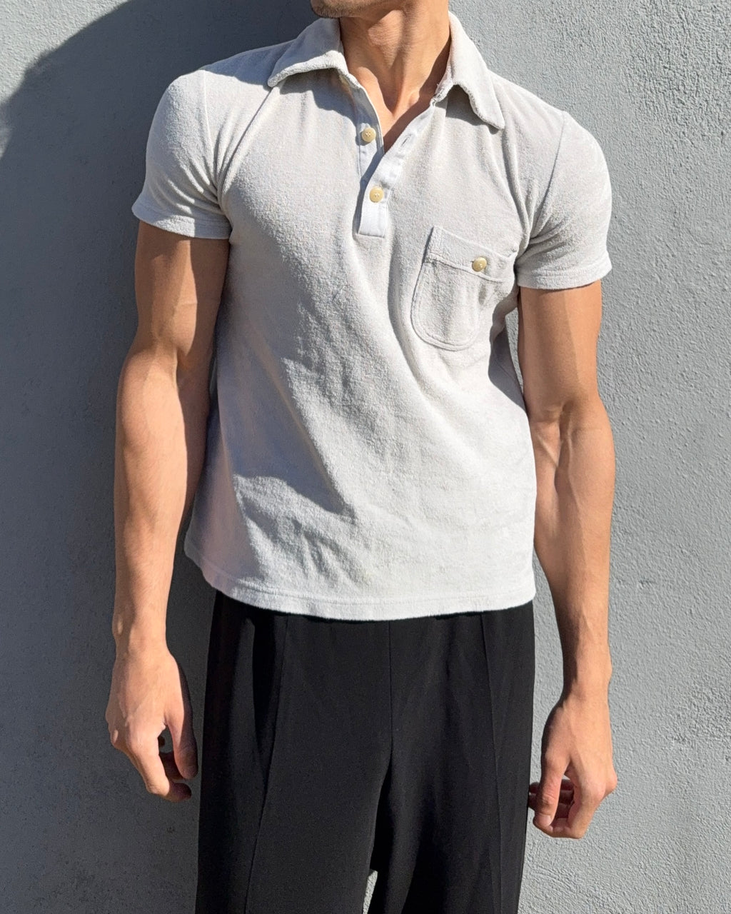 Giorgio Armani Jeans 1990s Towelling Polo Shirt - Size S