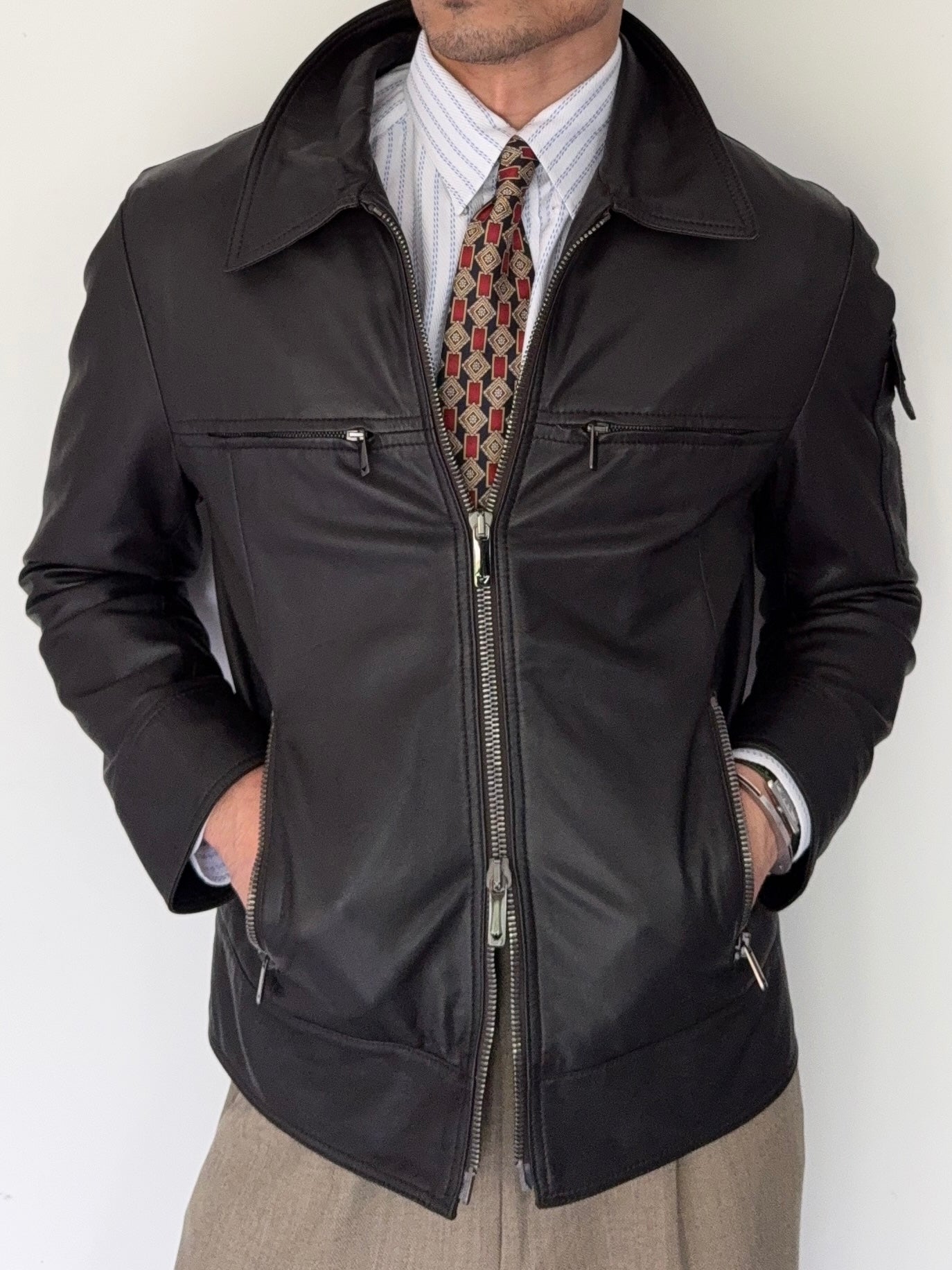 Emporio Armani AW2005 Leather Biker Jacket - Size M