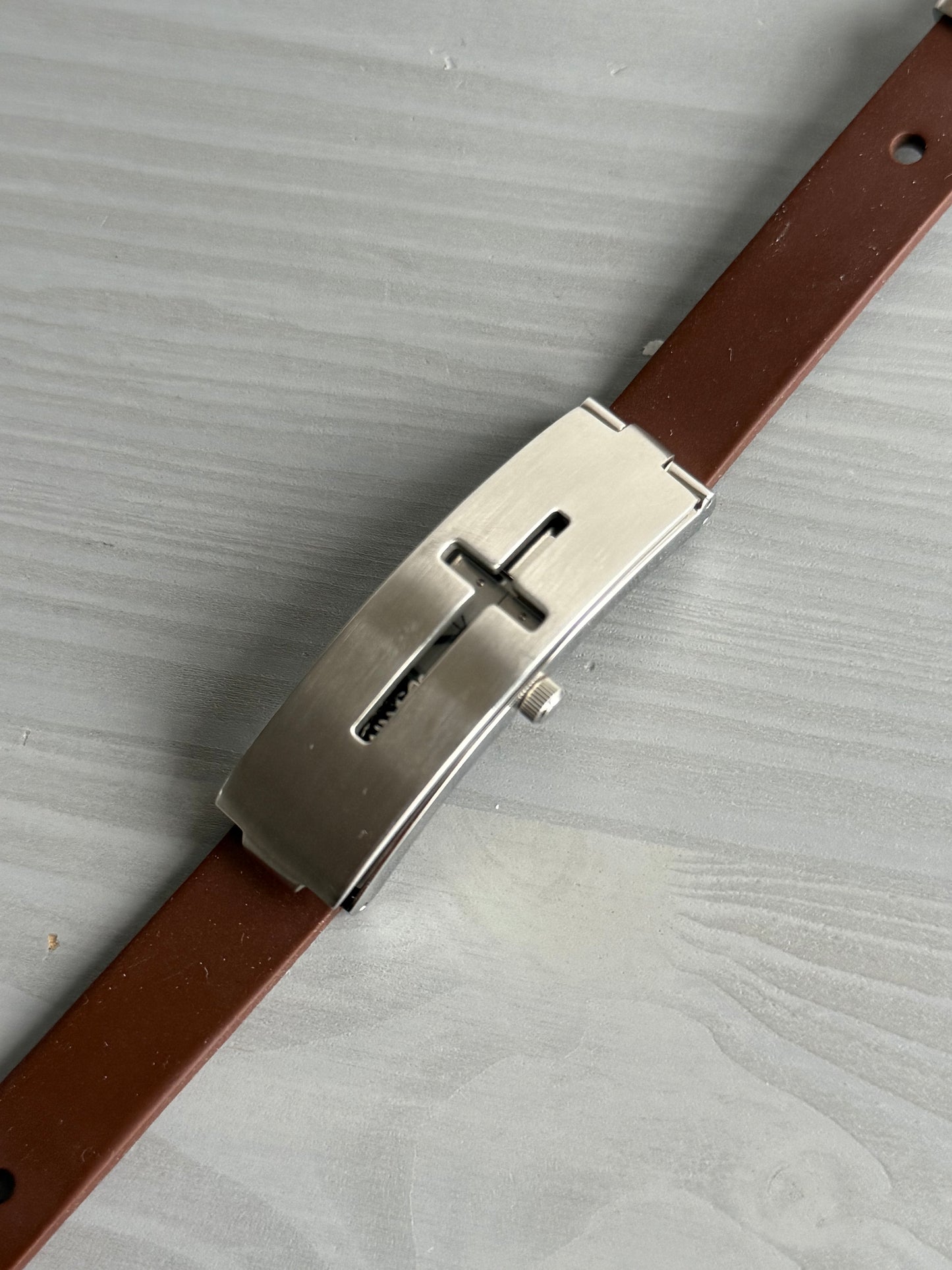 Jean Paul Gaultier Laser-Cut Cross Motif Stainless Steel Concealed Watch Bracelet