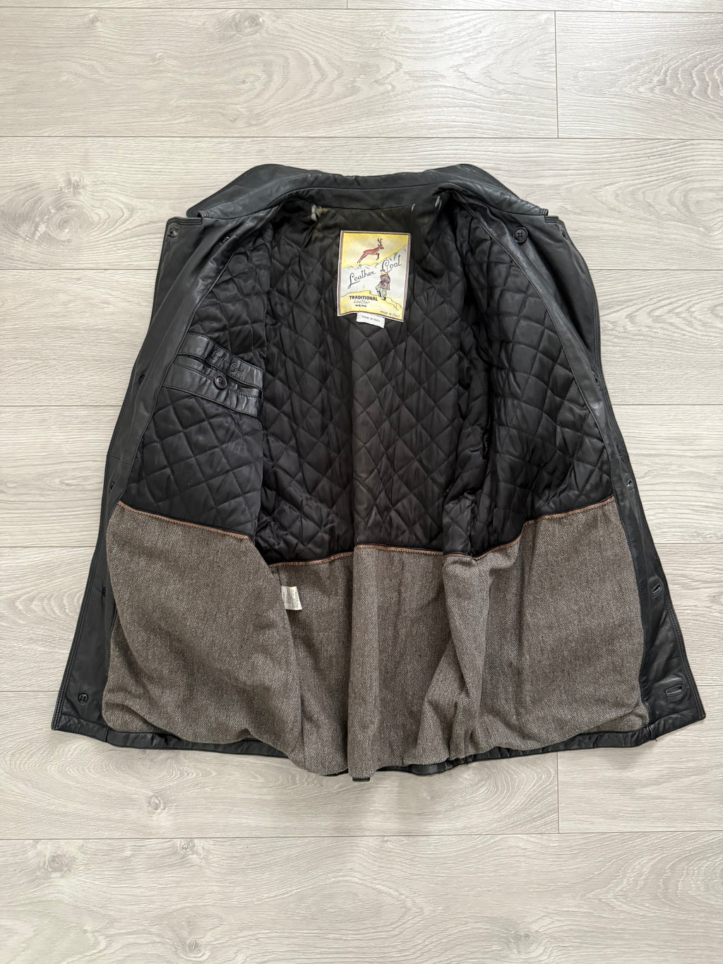 Sicons Armani 1980s Leather Hunting Jacket Coat - Size M