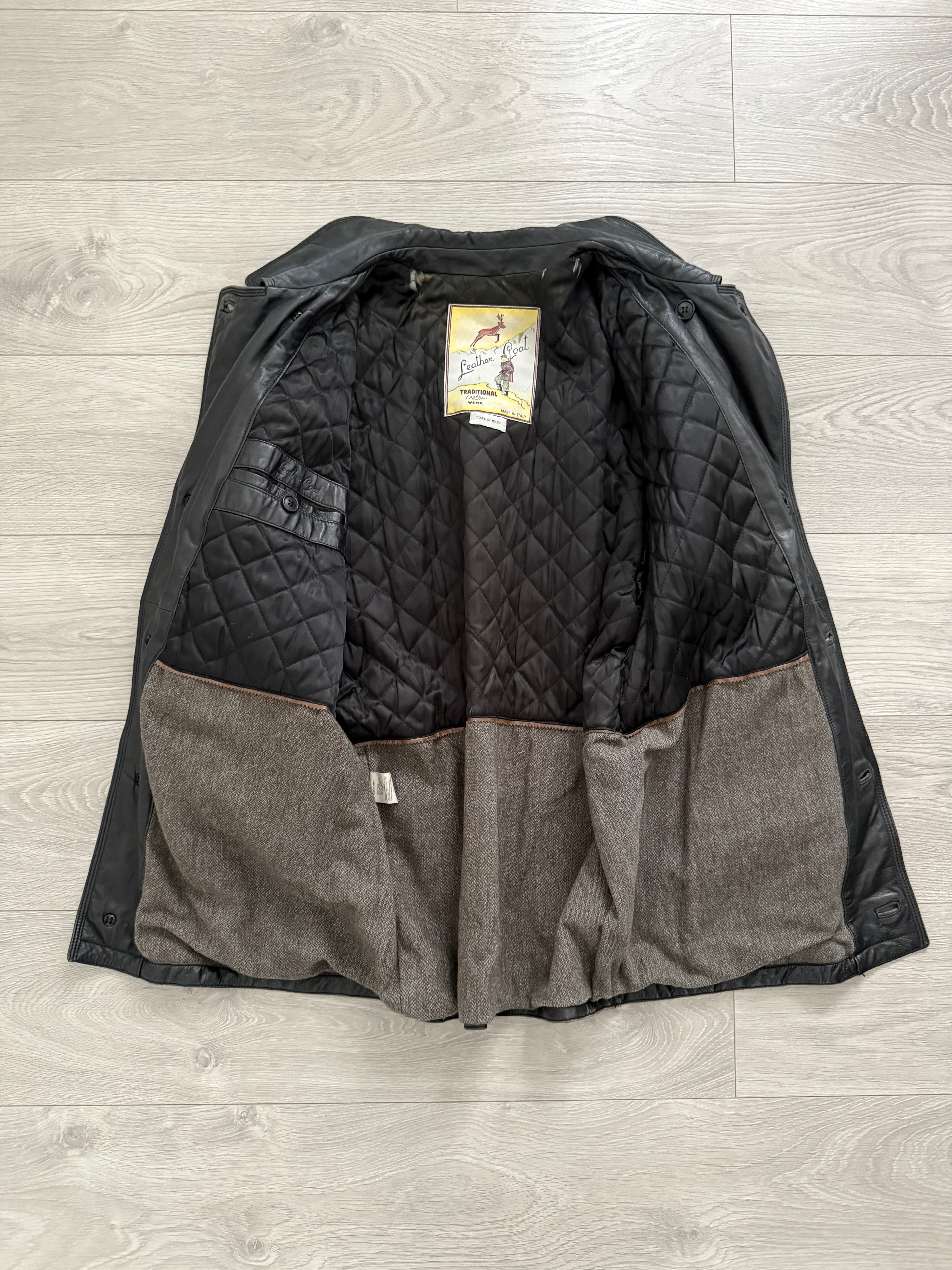 Sicons Armani 1980s Leather Hunting Jacket Coat - Size M