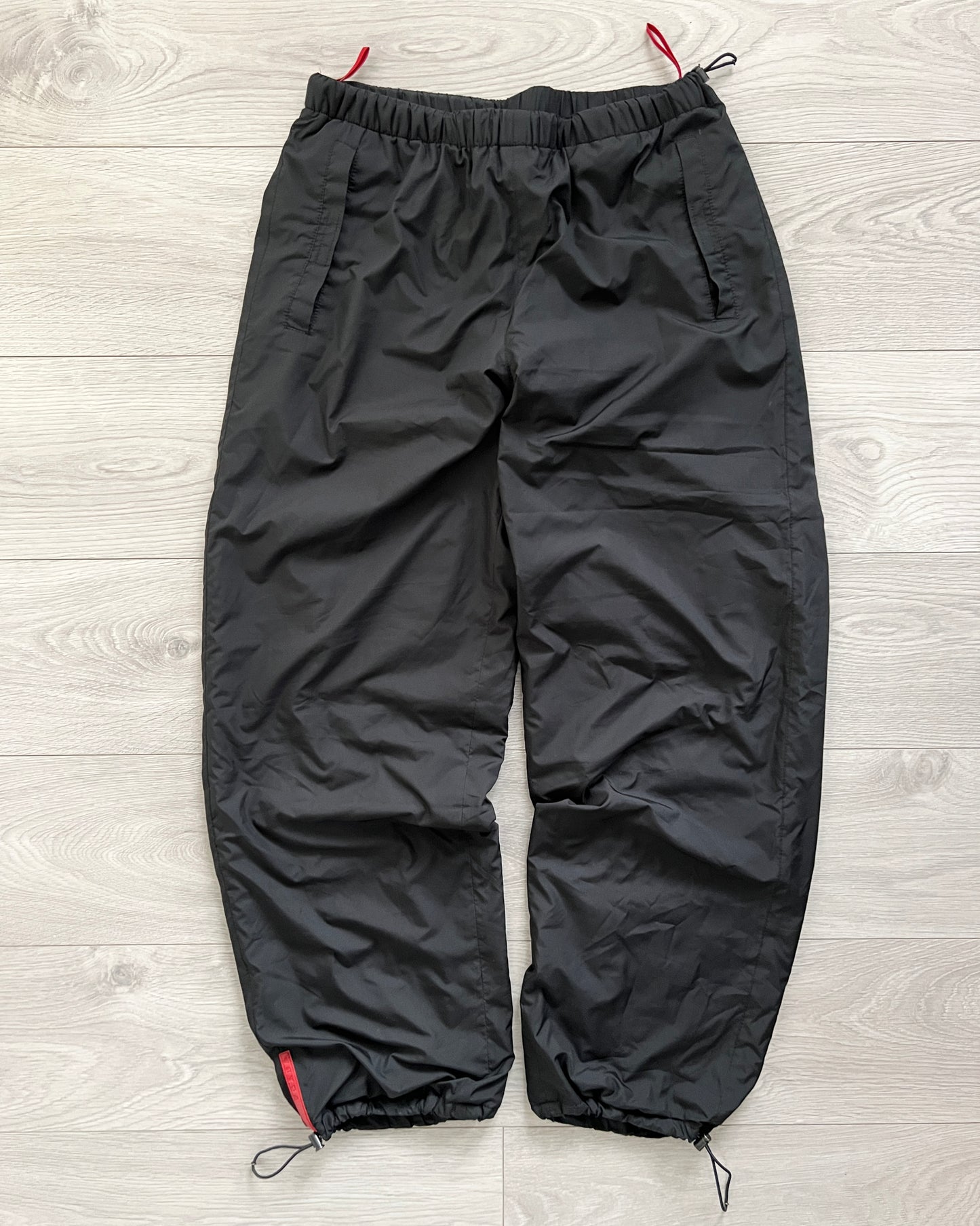 Prada Sport 00s Fleece Lined Bungee Hem Nylon Pants - Size M