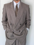 Valentino 1980s Peaked Lapel Double Breasted Pleated Wool Suit - Size XL Jacket / 40" Waist