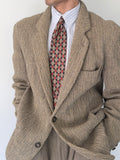 Emporio Armani 1990s 3D 'Tree Bark' Textured Wool Rayon Sports Jacket Blazer - Size L