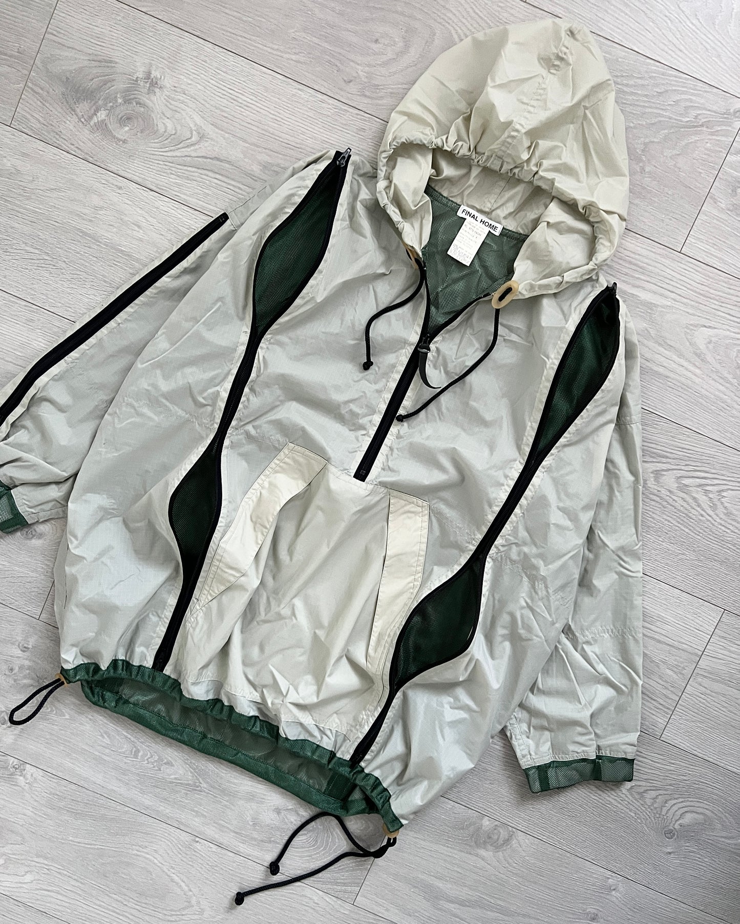Final Home Early 00s Translucent White Green Survival Nylon Jacket - Size XL
