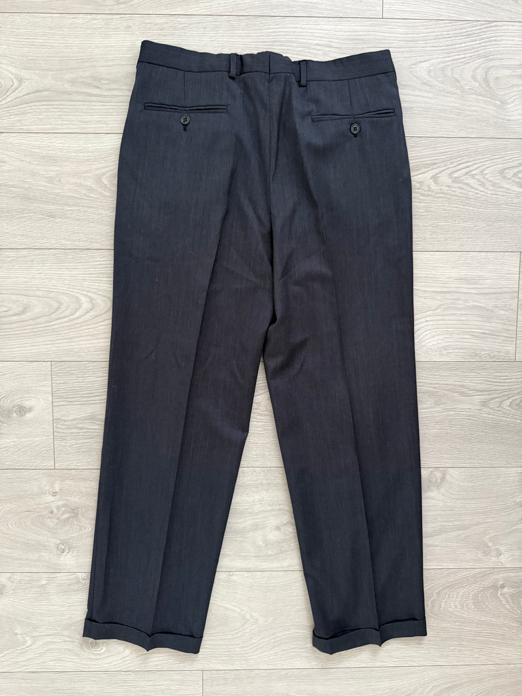 Missoni 1980s Peaked Lapel Double Breasted Pleated Wool Grey Suit - Size S Jacket / 32" Waist