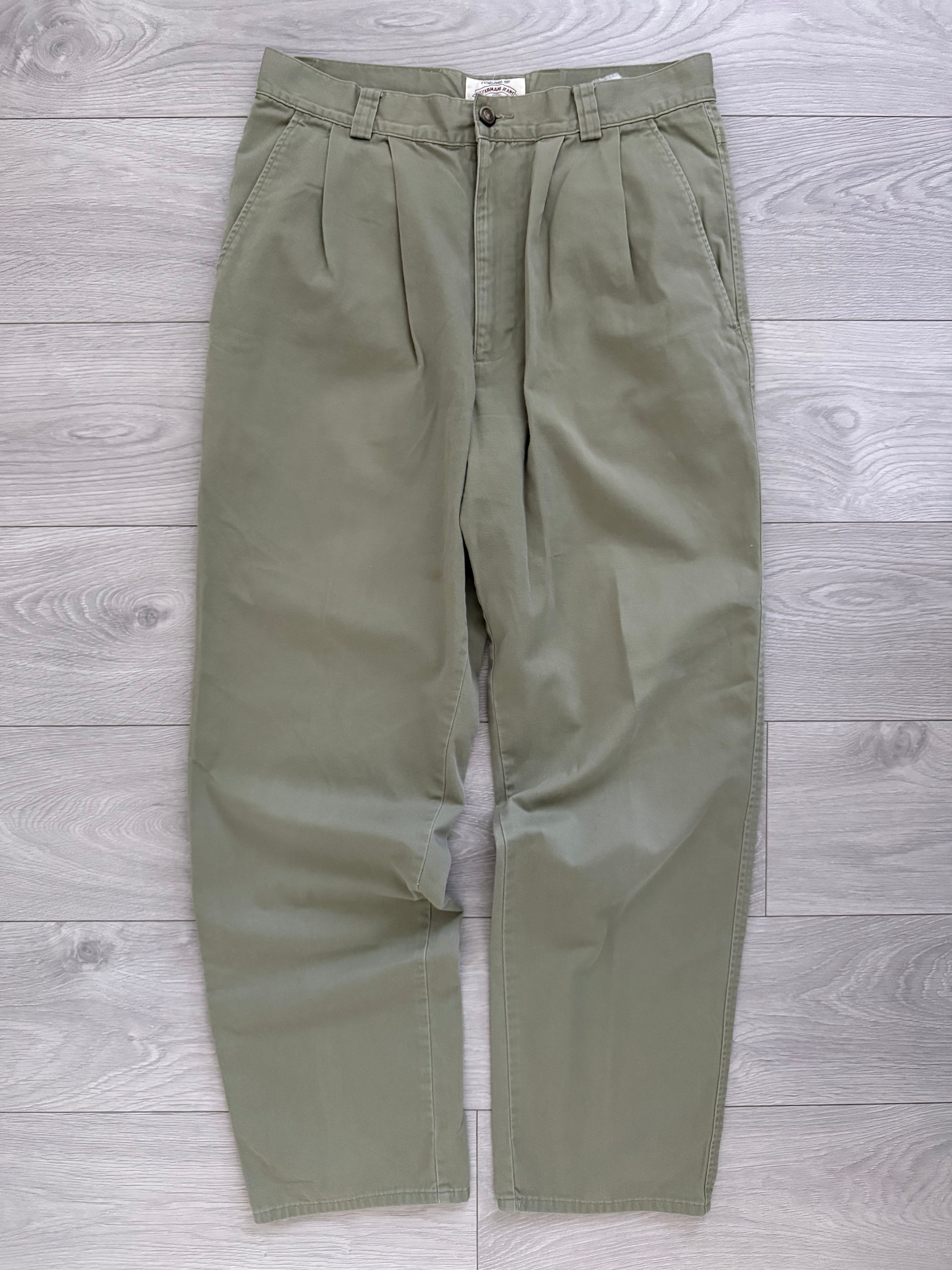Armani 1990s Pleated Green Chino Pants - Size 34