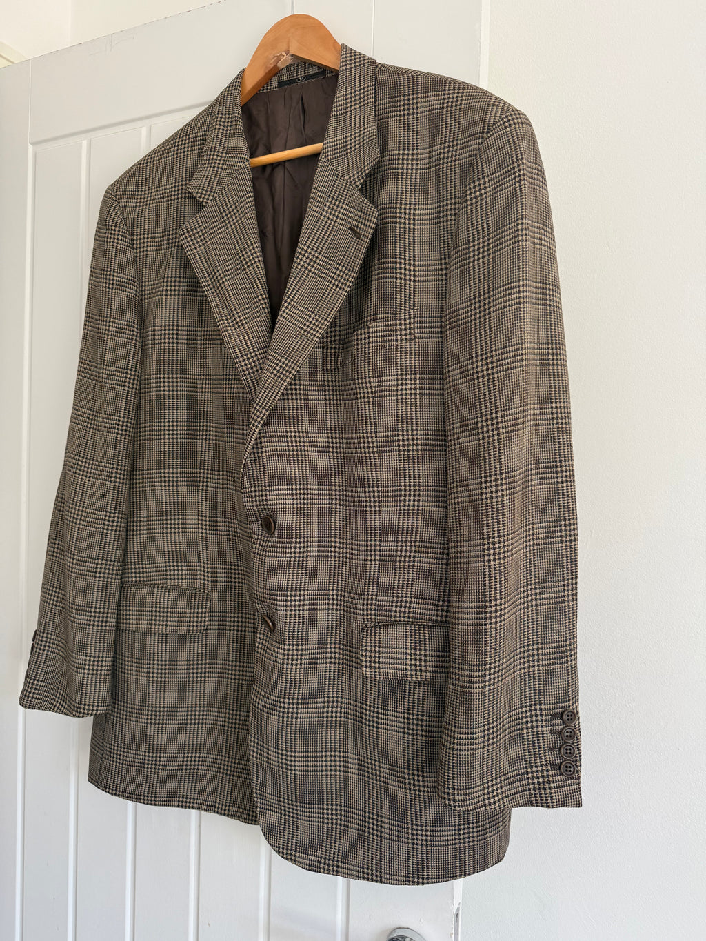 Valentino 1980s Wool Check Sports Jacket Blazer - Size XXL
