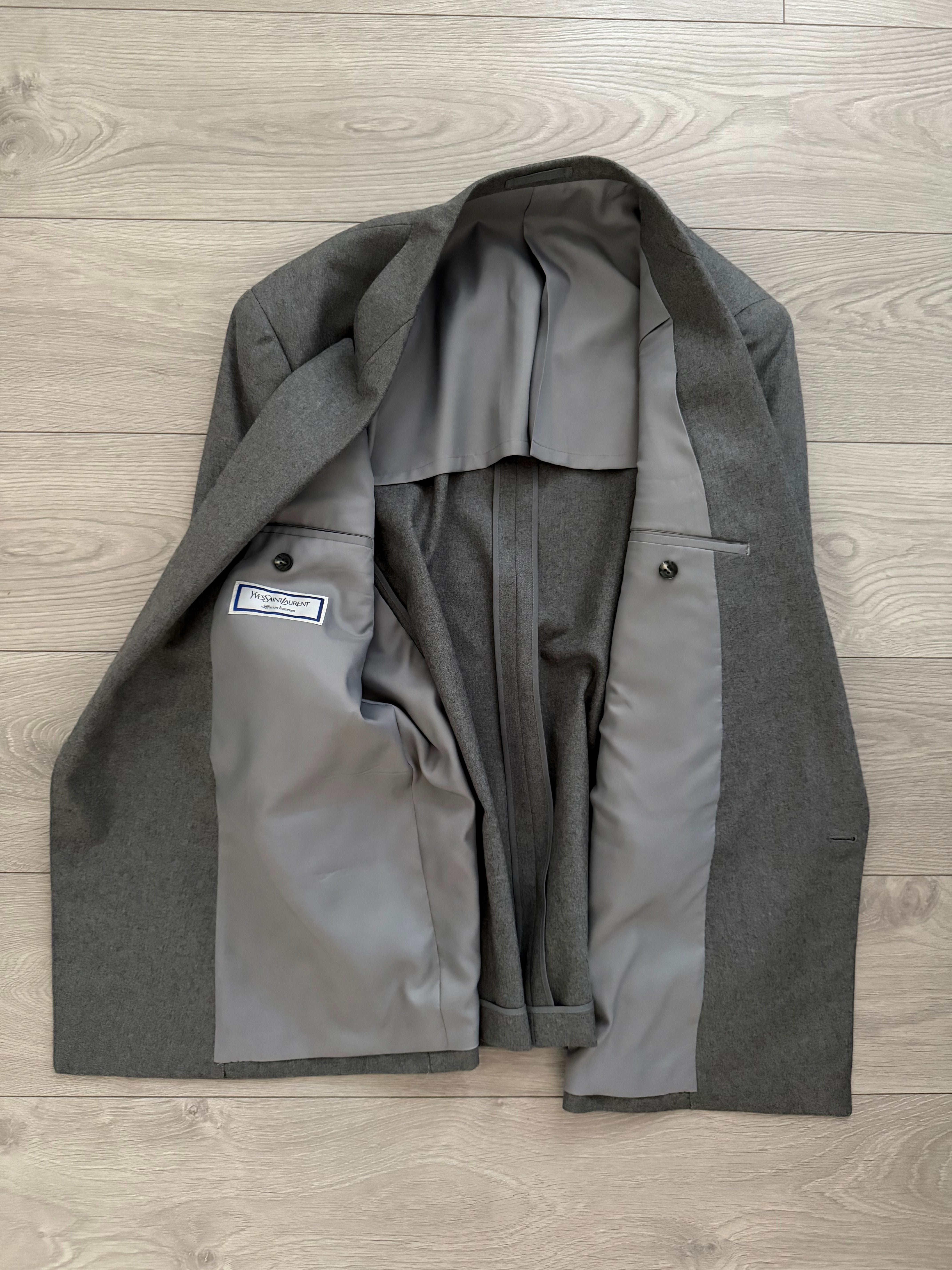 Yves Saint Laurent 1980s Double Breasted Peaked Lapel Wool Blazer
