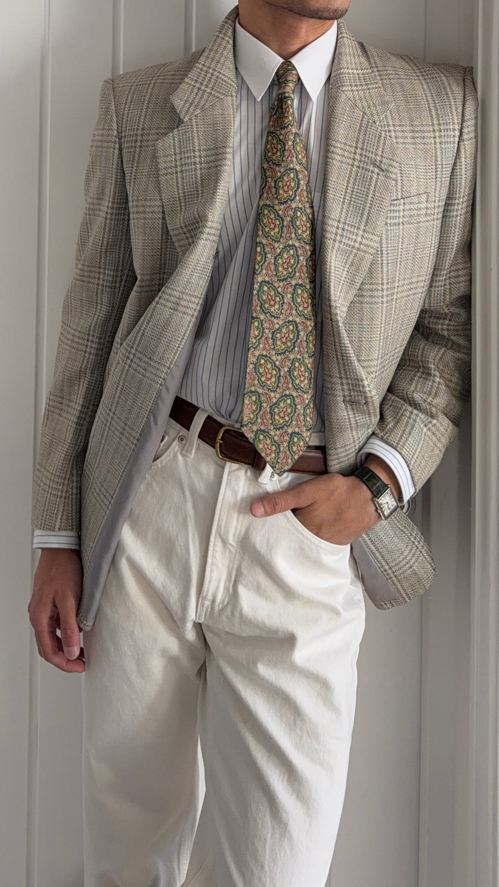 Dior 1980s 2B Check Wool Sport Jacket Blazer  - Size M