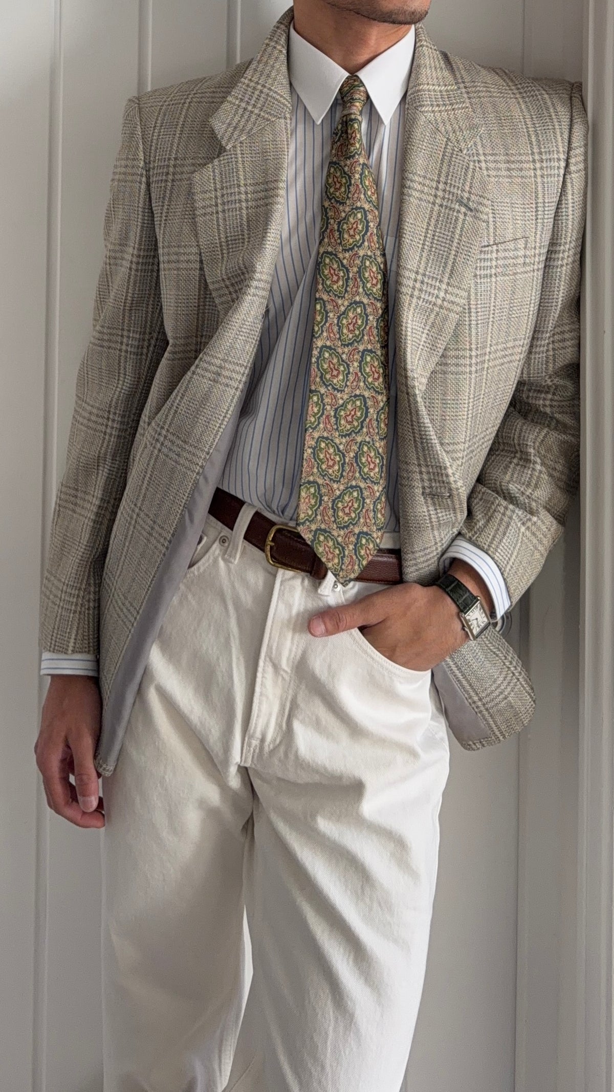 Dior 1980s 2B Check Wool Sport Jacket Blazer  - Size M