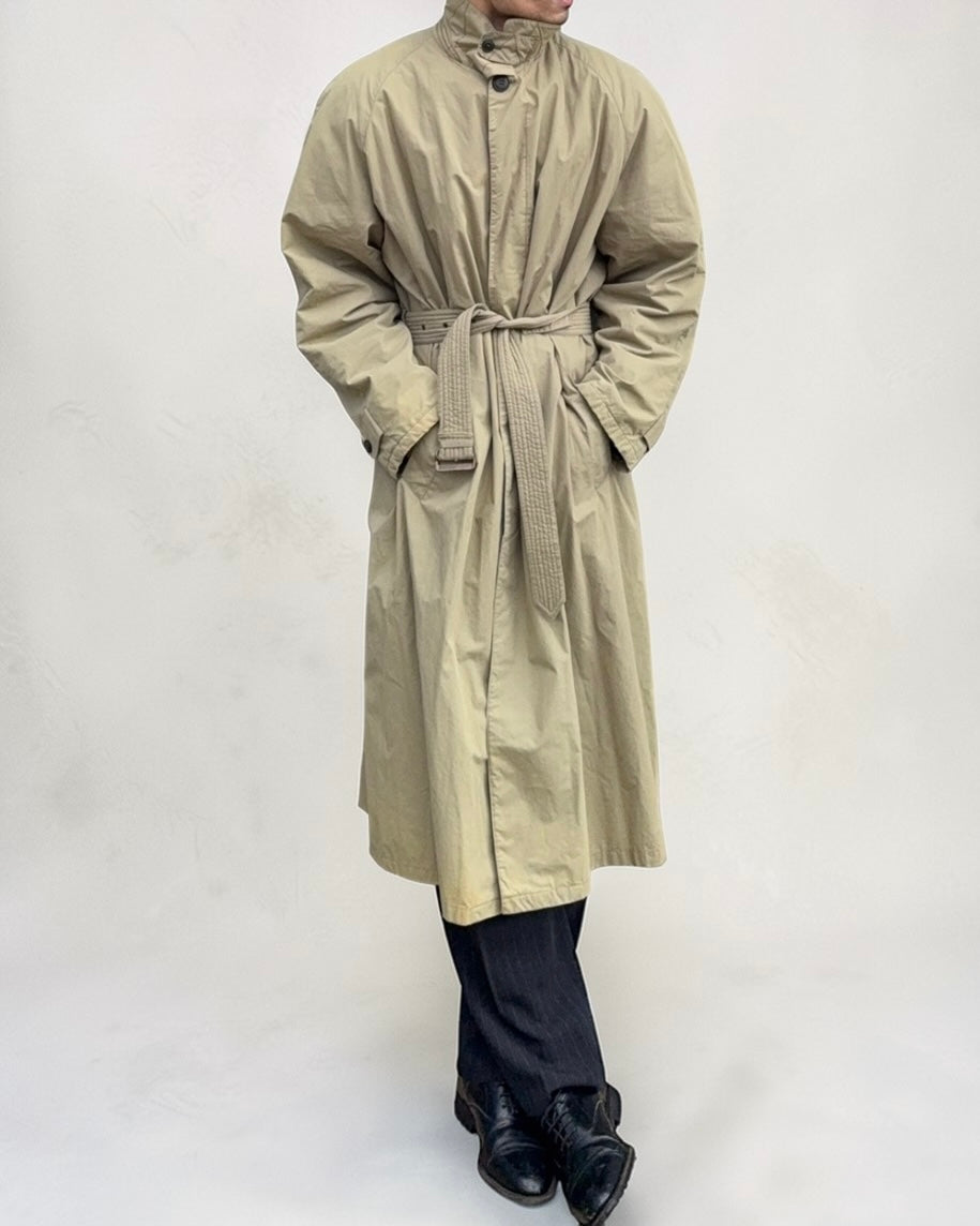 Giorgio Armani 1980s Check Lined Padded Trench Coat - Size L