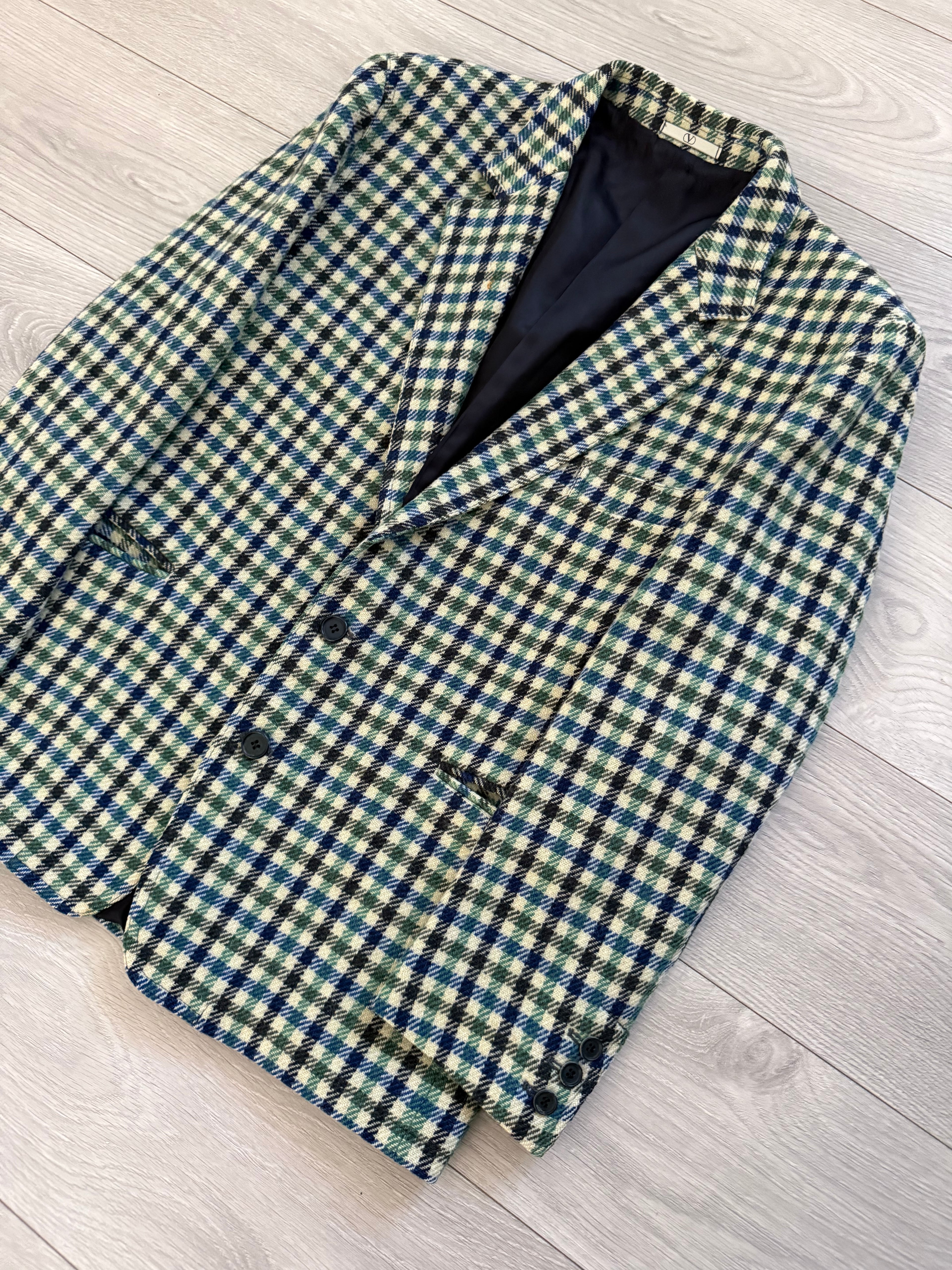 Valentino 1980s Gun Club Check Wool Sports Blazer Jacket - Size L