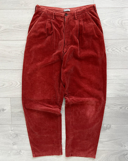 C.P. Company 1980s 'Navy Arctic' Rust Orange Pleated Cord Pants - Size 31