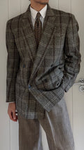 Giorgio Armani Double Breasted Check Wool Textured Sport Jacket Blazer - Size M