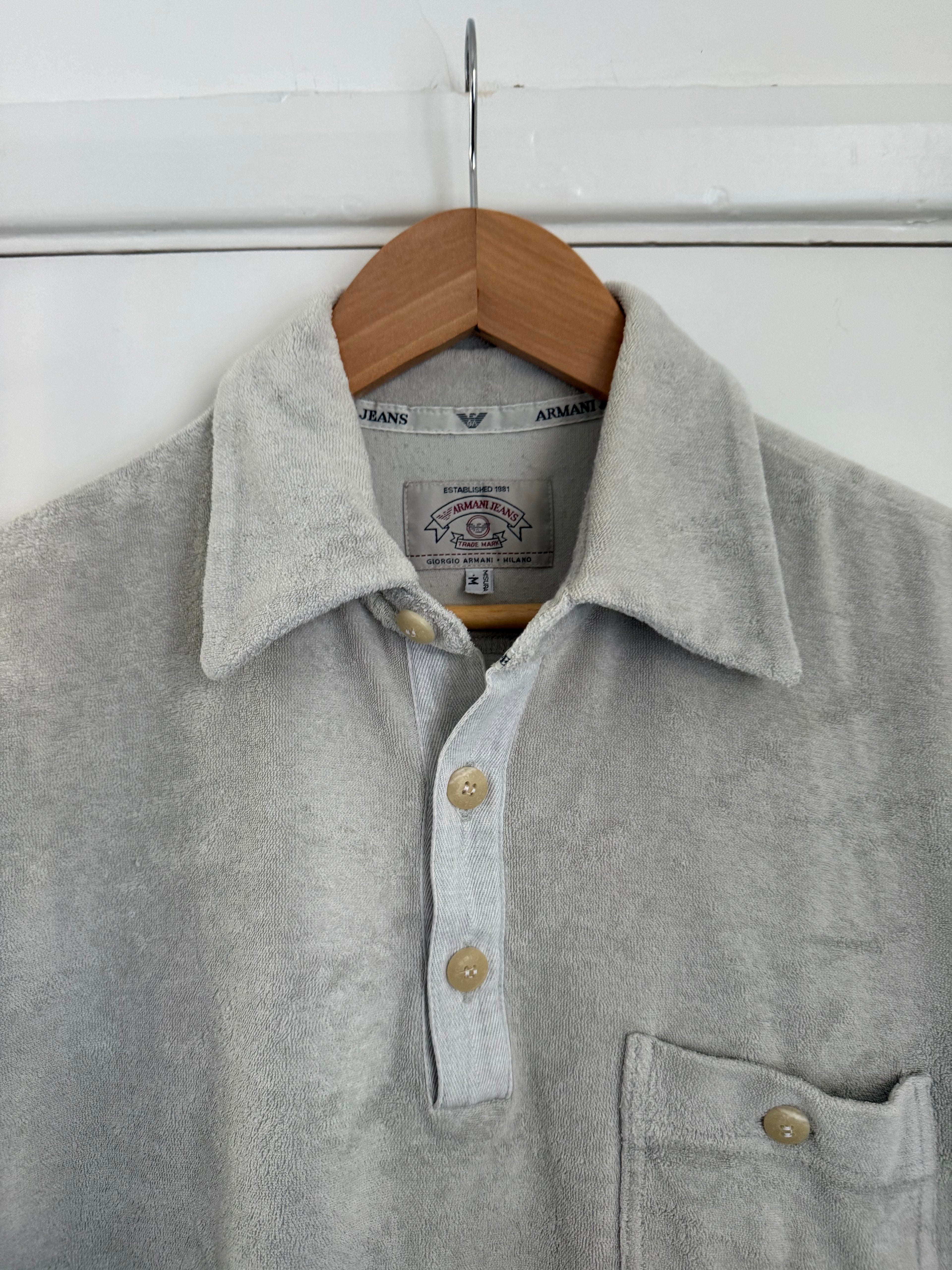 Giorgio Armani Jeans 1990s Towelling Polo Shirt - Size S