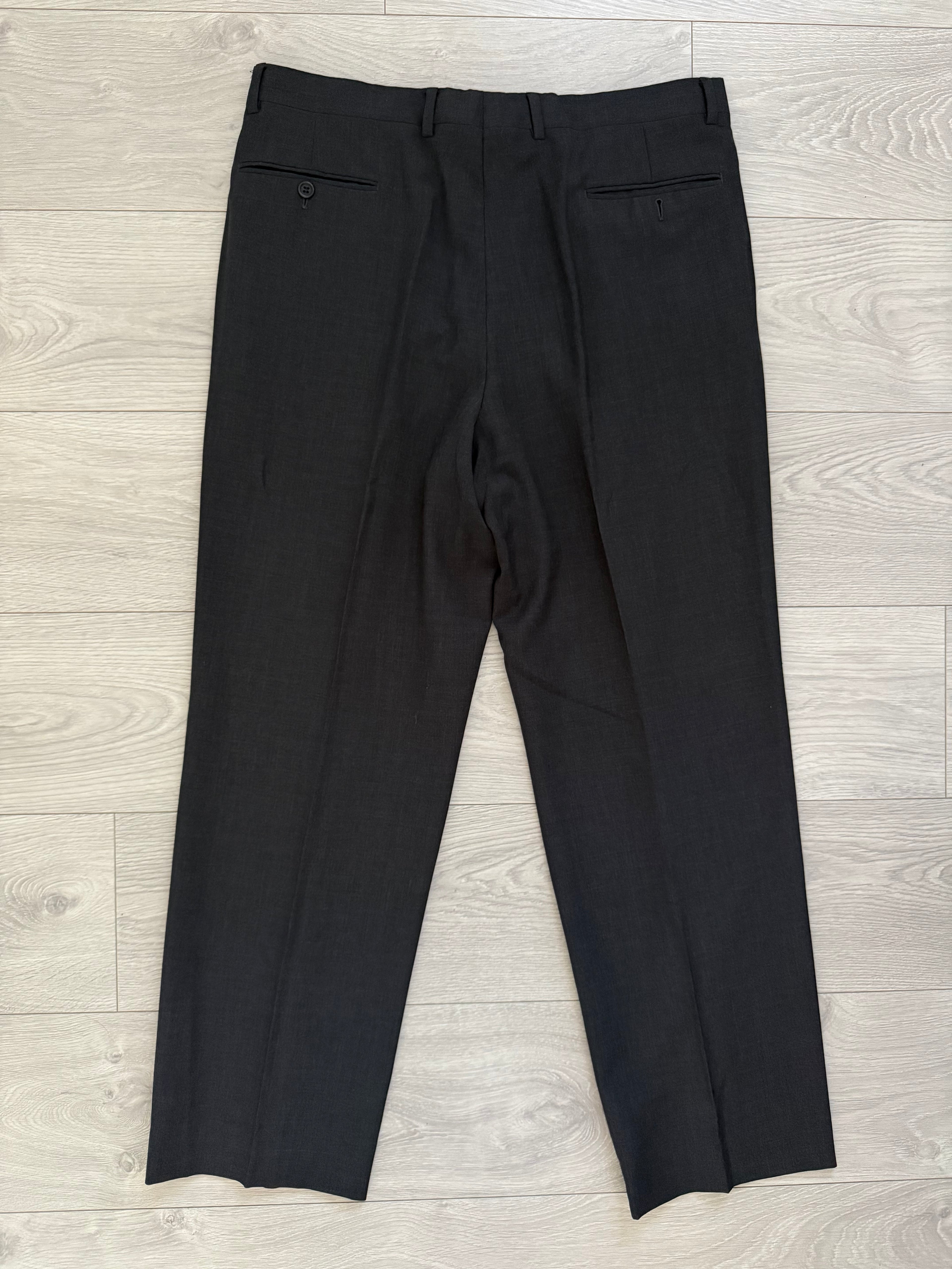 Giorgio Armani 1980s 3B Charcoal Grey Pleated Wool Suit - Size XL Jacket / 36" Waist
