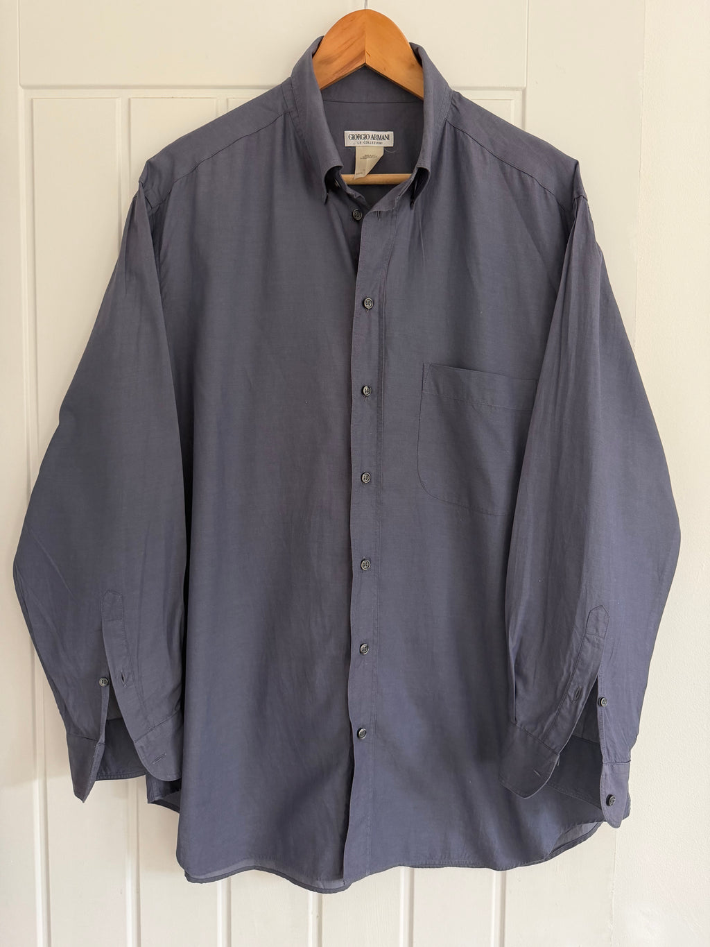 Giorgio Armani 1980s Cotton Shirt Midnight Blue - Size L