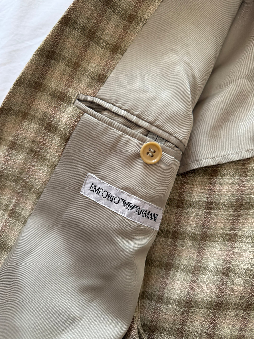 Emporio Armani 1980s 2B Textured Linen Silk Wool Lightweight Sport Jacket Blazer  - Size S