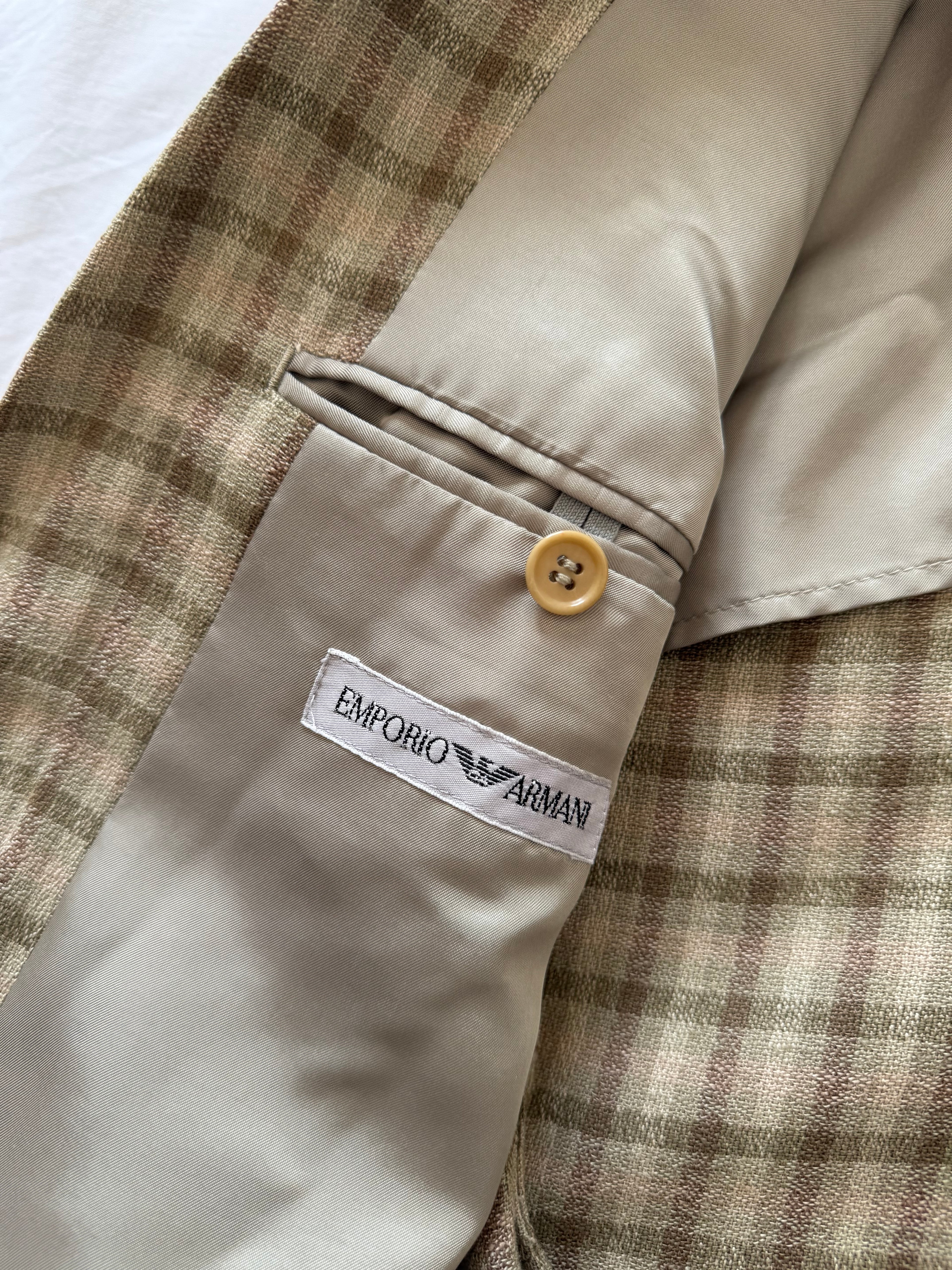 Emporio Armani 1980s 2B Textured Linen Silk Wool Lightweight Sport Jacket Blazer  - Size S