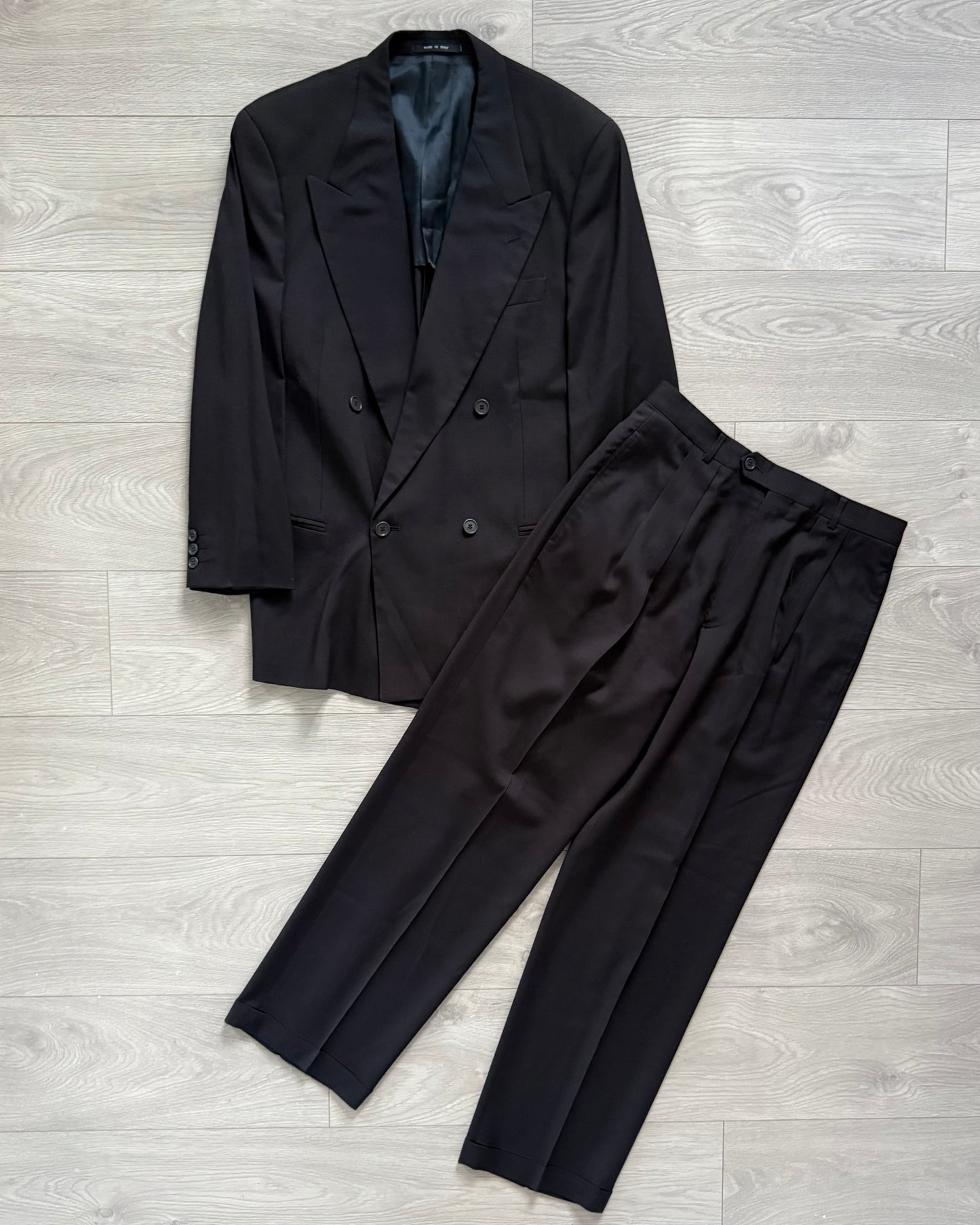Emporio Armani 1990s Double-Breasted Wool Suit - Size M Jacket / 32" Waist