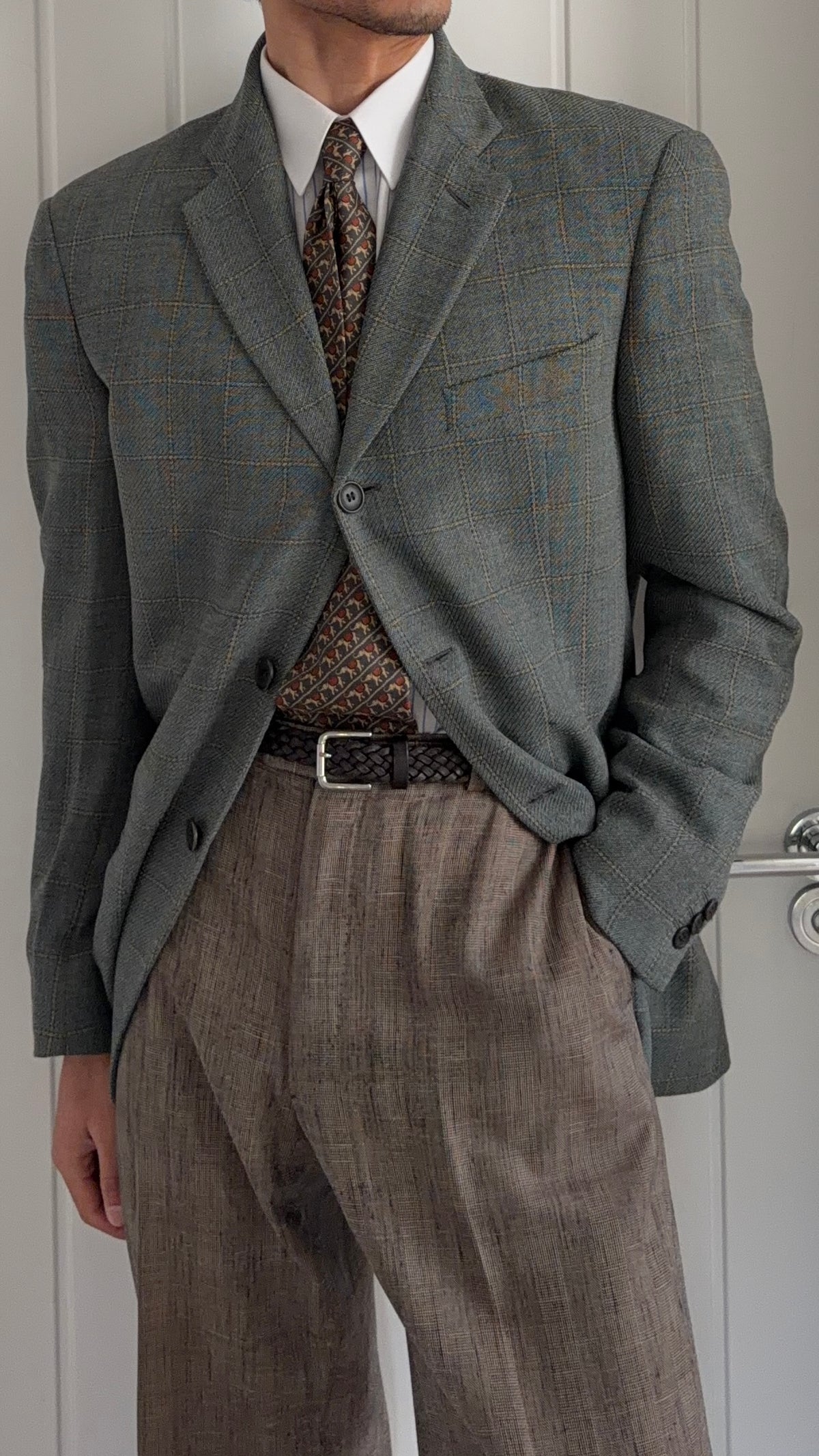 Giorgio Armani 1980s 3B Wool Textured Sport Jacket Blazer - Size M