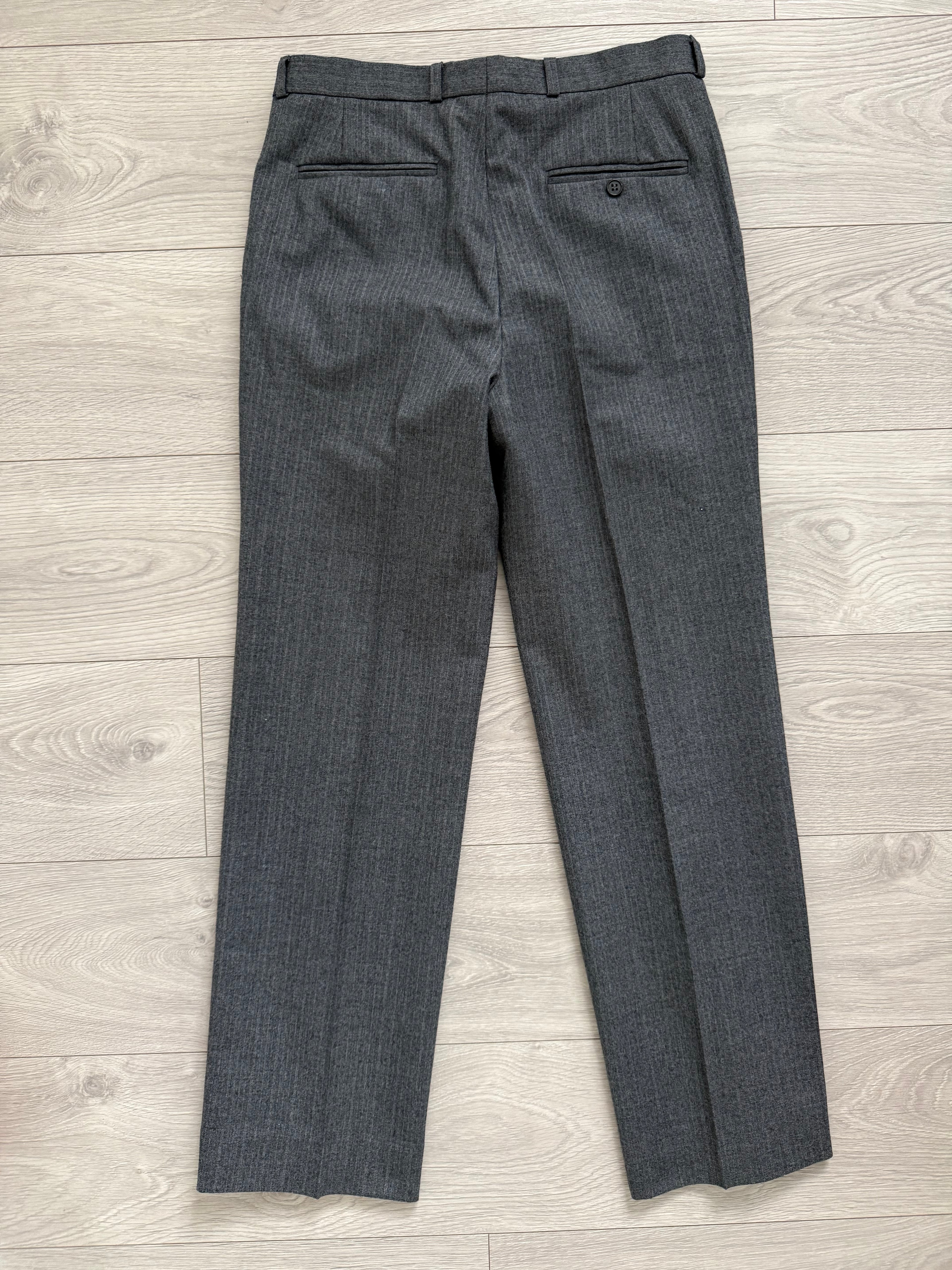 Vintage 1980s Peaked Lapel Double Breasted Pleated Wool Suit Grey Made in England - Size S Jacket / 30" Waist