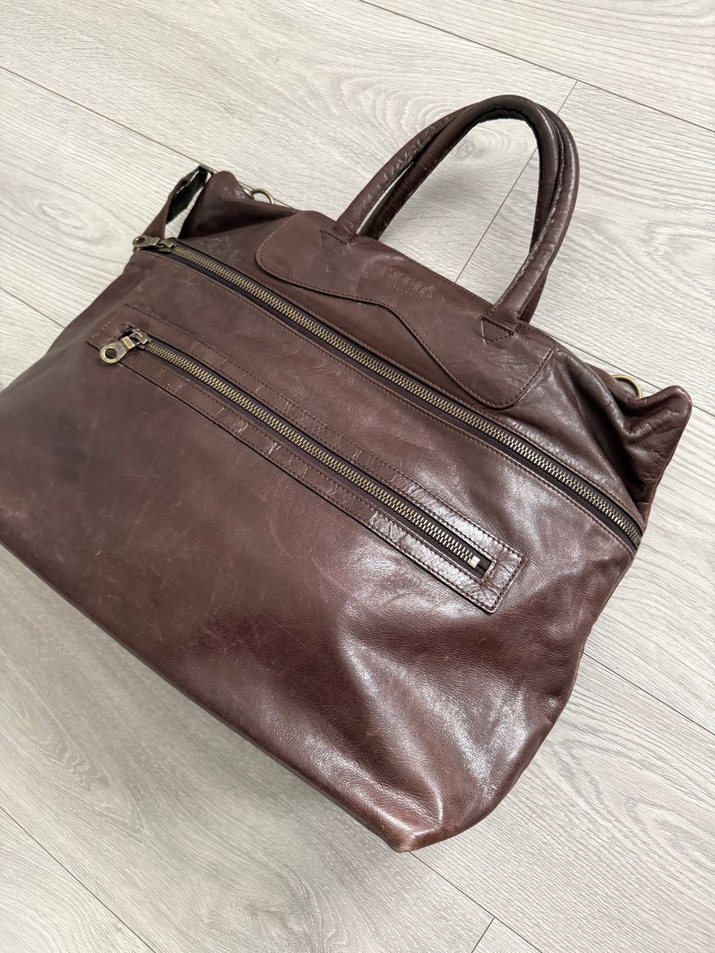 Sicons Armani 1980s Brown Leather Top Handle Shoulder Bag