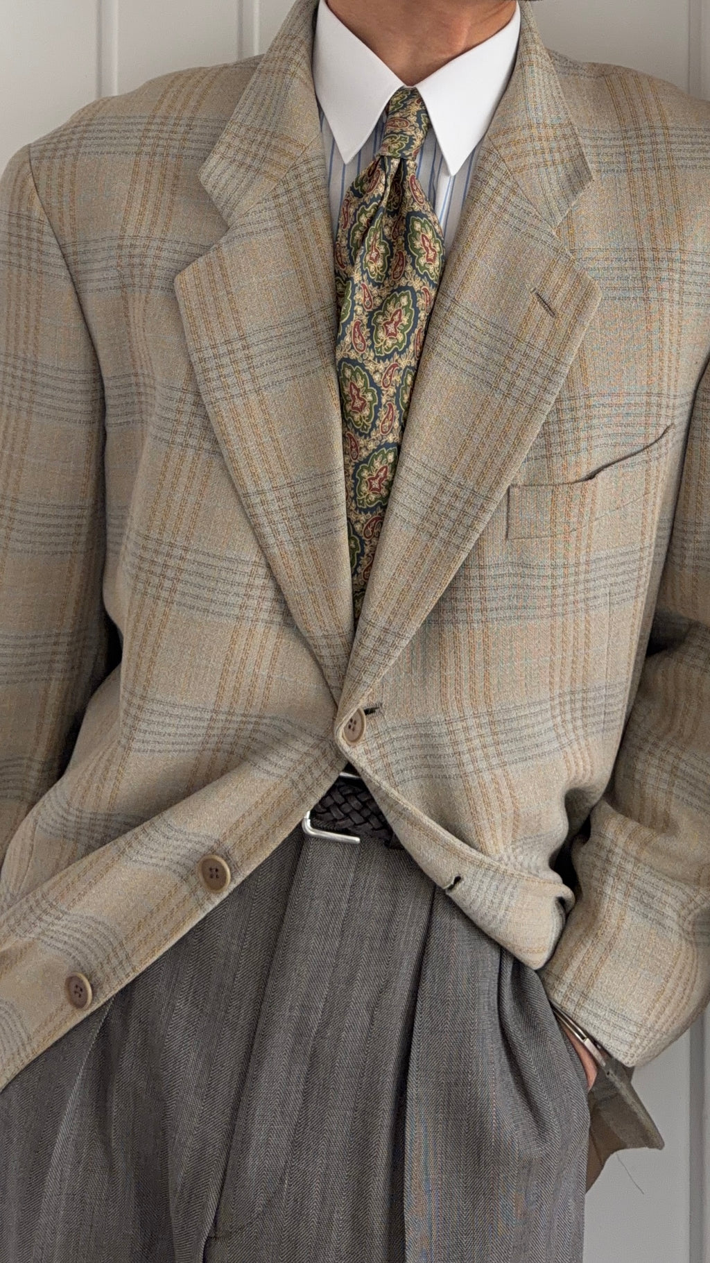 Giorgio Armani 1980s 3B Linen Cotton Textured Sport Jacket Blazer - Size XL