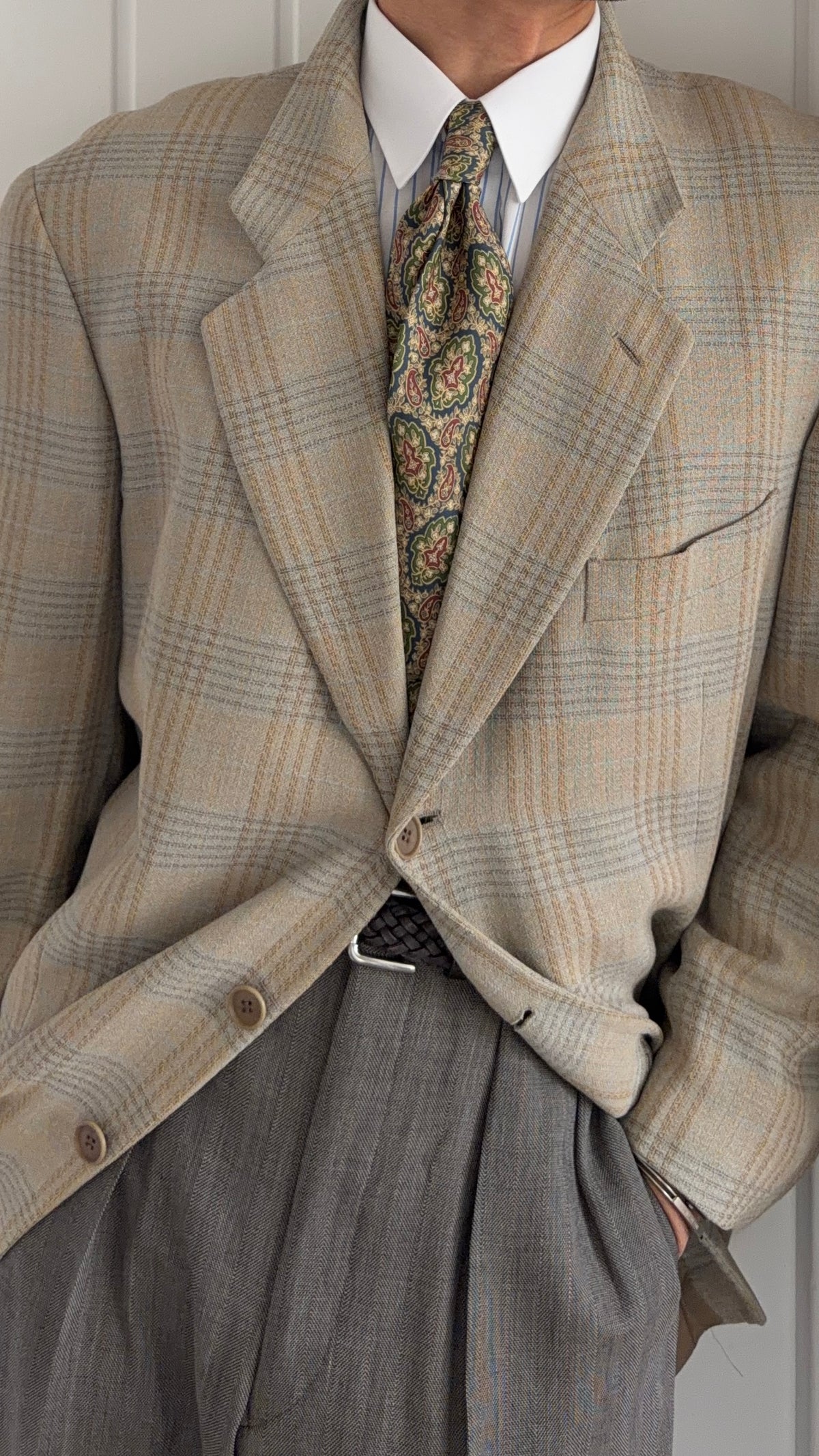 Giorgio Armani 1980s 3B Linen Cotton Textured Sport Jacket Blazer - Size XL