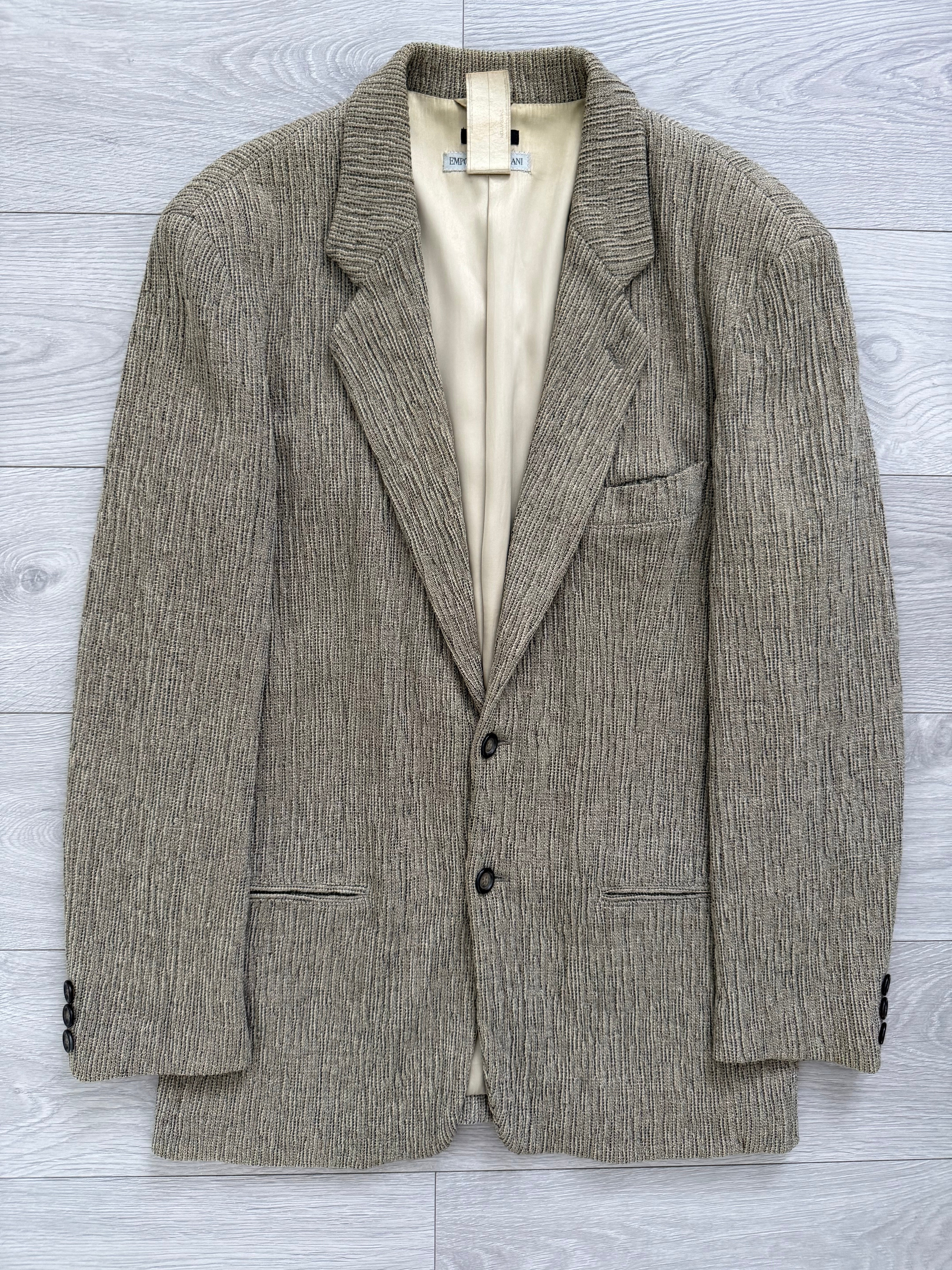 Emporio Armani 1990s 3D 'Tree Bark' Textured Wool Rayon Sports
