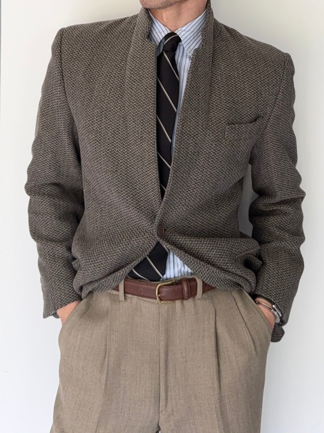Emporio Armani SS1998 Micro-Herringbone Weave Sports Blazer Jacket - Size S