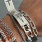 Jean Paul Gaultier Laser-Cut Cross Motif Stainless Steel Concealed Watch Bracelet