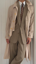 Giorgio Armani 1980s Taupe Beige Acetate Blend Mac Coat - Size L