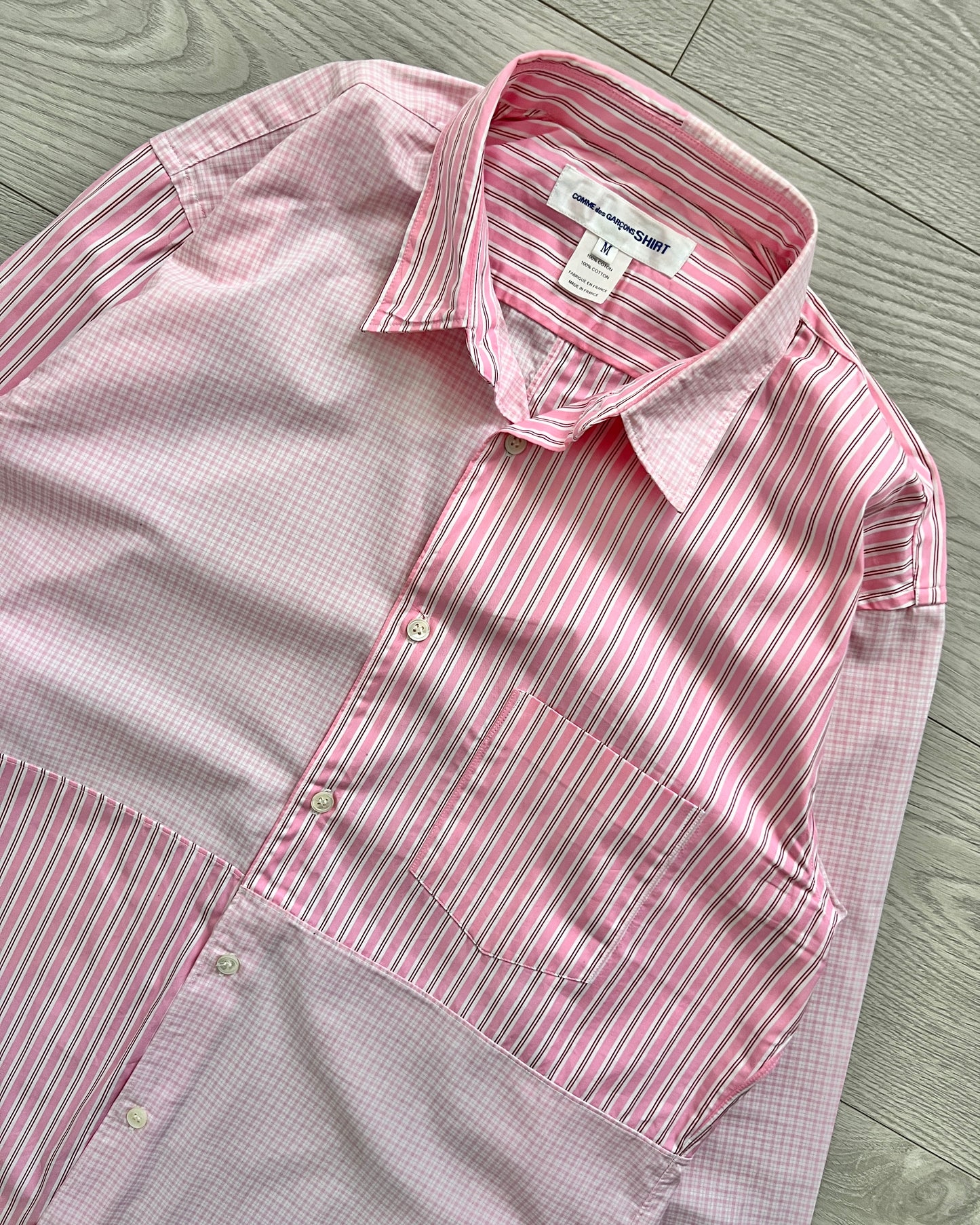 Comme Des Garcons SHIRT Pink Patchwork Shirt - Size M
