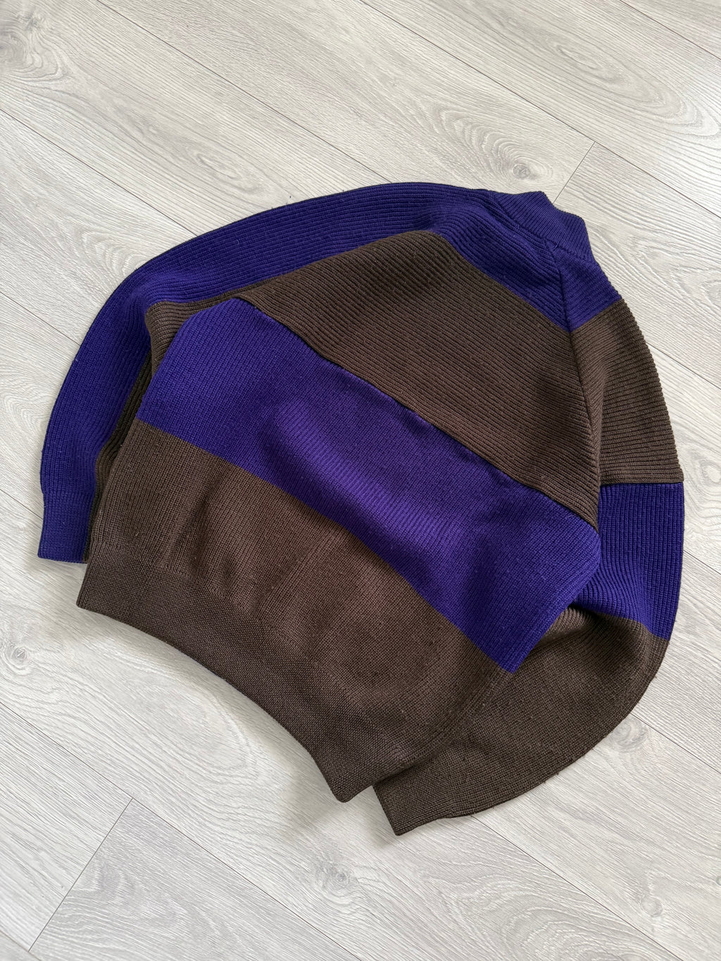 Issey Miyake 1990s Asymmetrical Panelled Mock Neck Knit Sweater - Size M