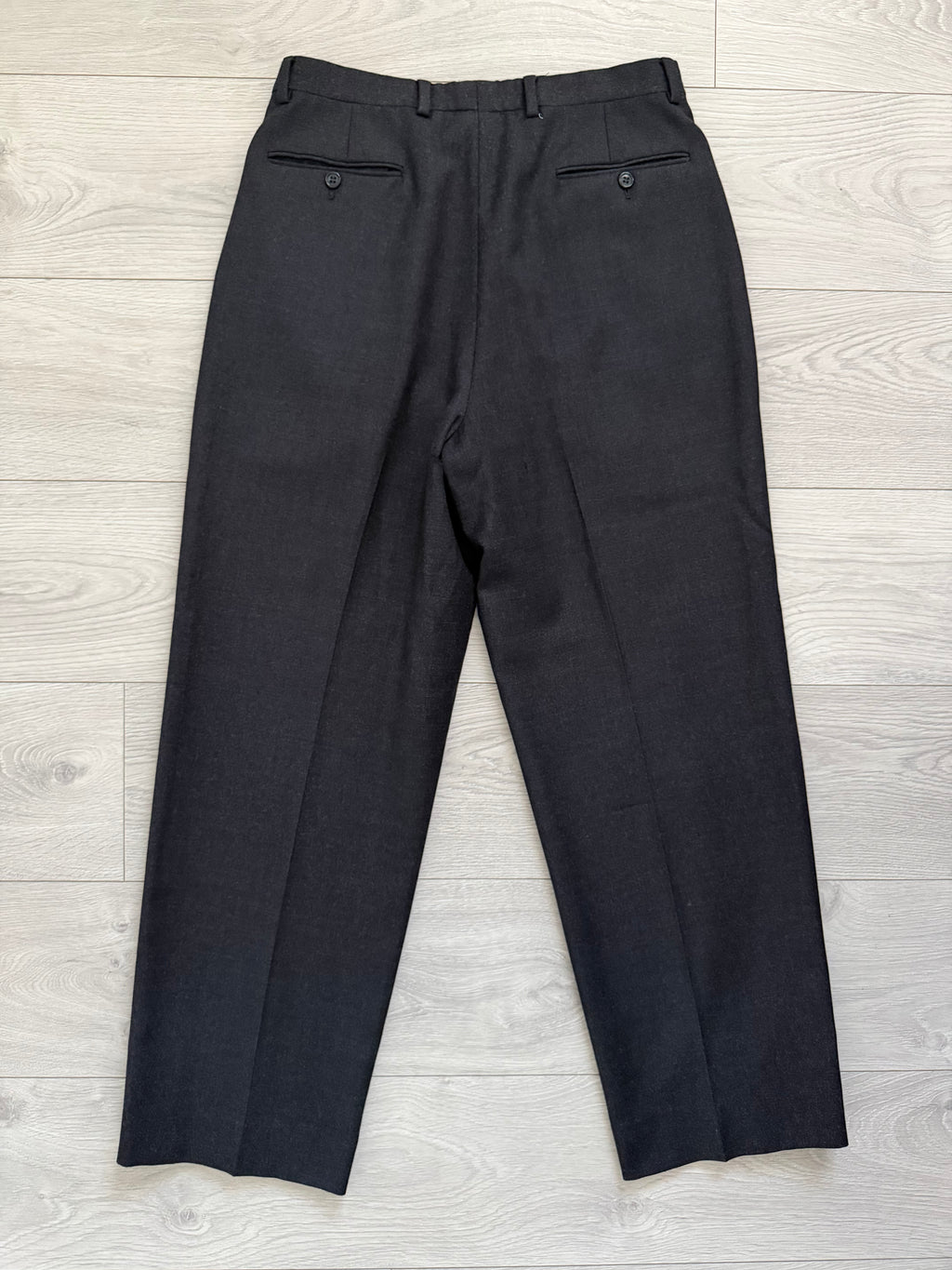 Giorgio Armani Mainline 1980s 2B Double Pleat Wool Charcoal Grey Suit - Size S Jacket / 30" Waist