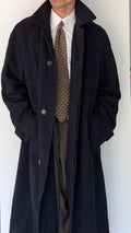 Hugo Boss 1980s Long Wool Herringbone Pea Coat - Size L