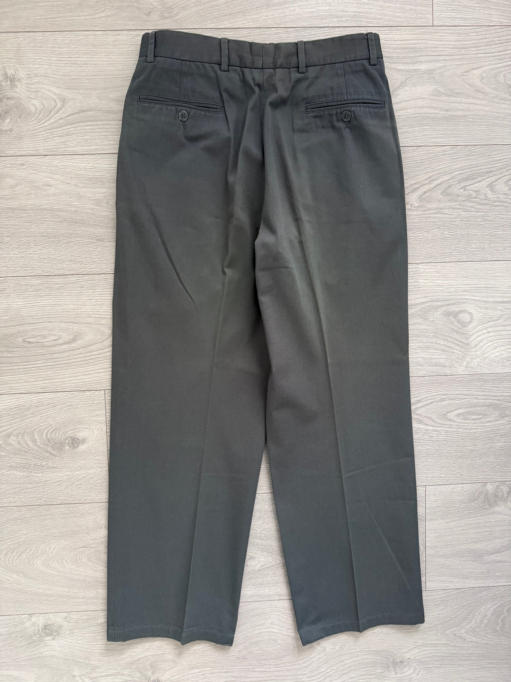 Armani 2000s Pleated Cotton Green Pants - Size 30" Waist